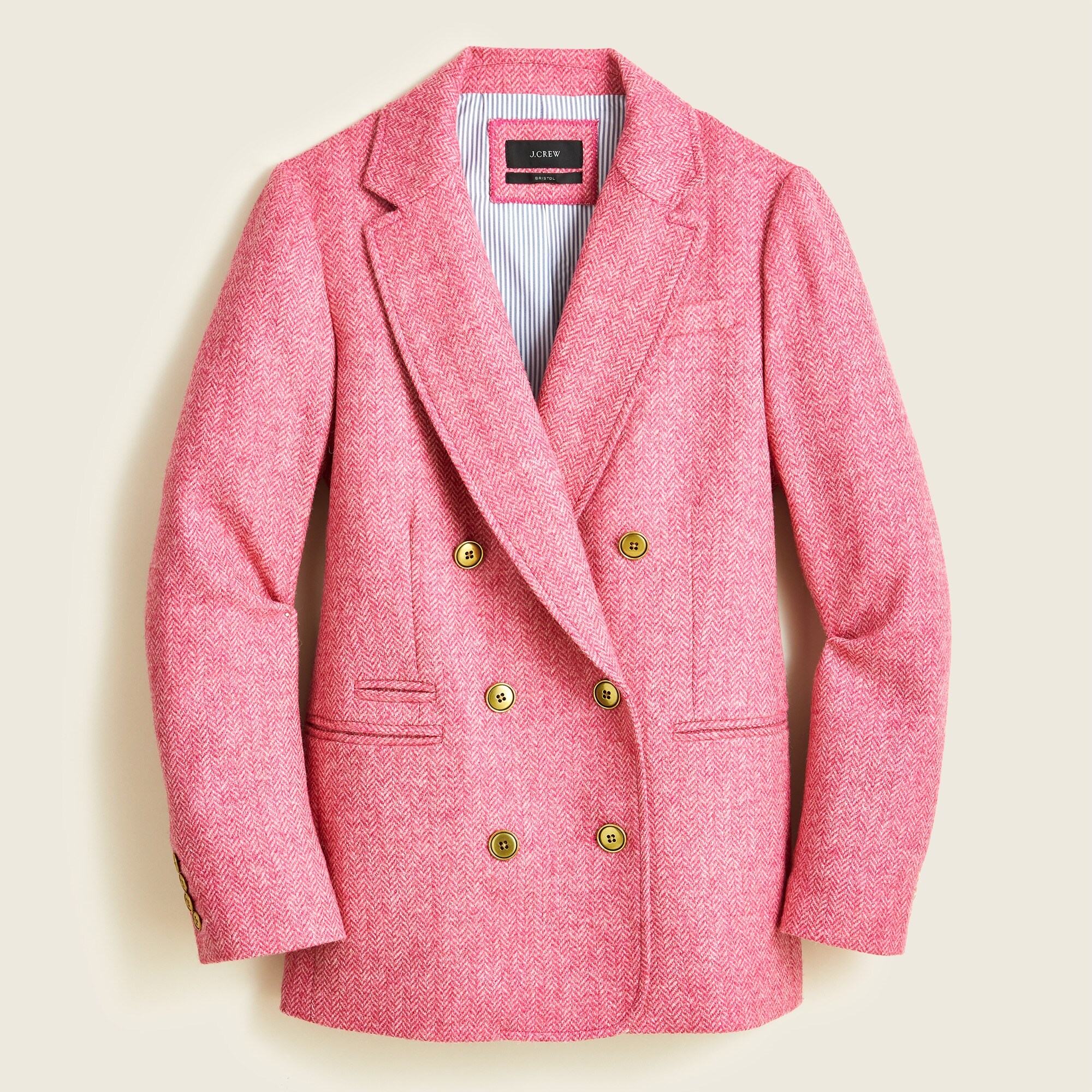womens Bristol blazer in pink English wool herringbone