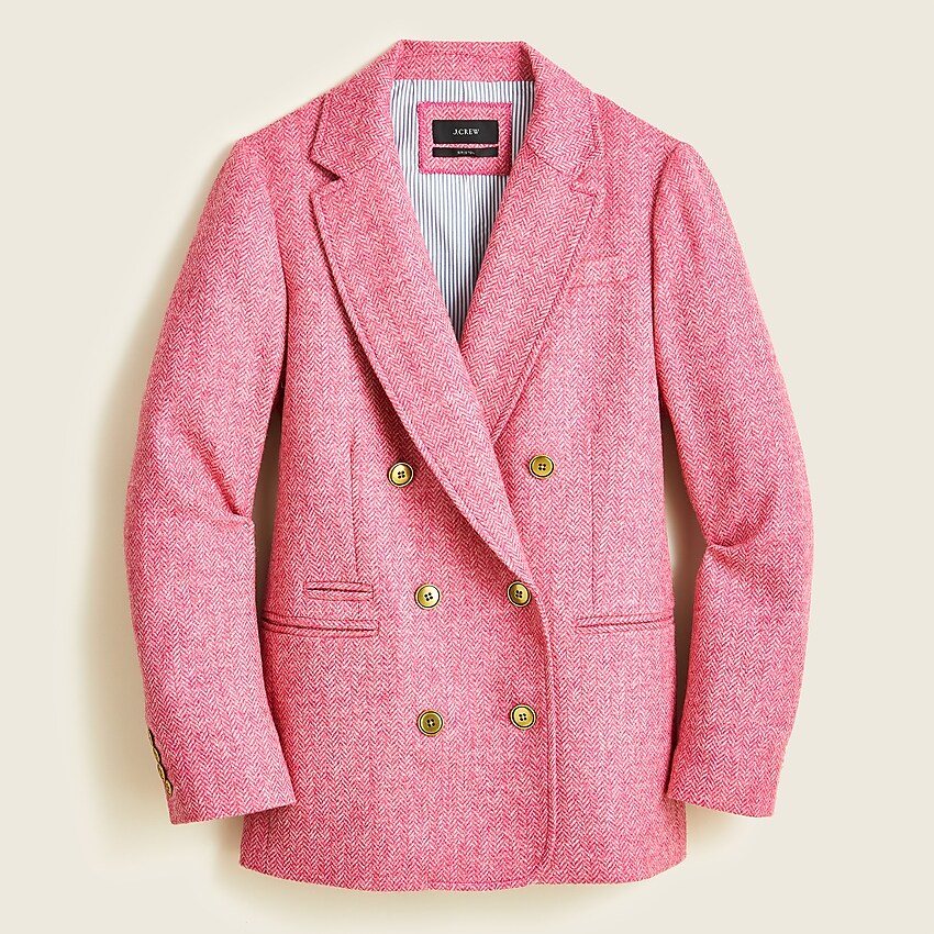j.crew: bristol blazer in pink english wool herringbone for women, right side, view zoomed