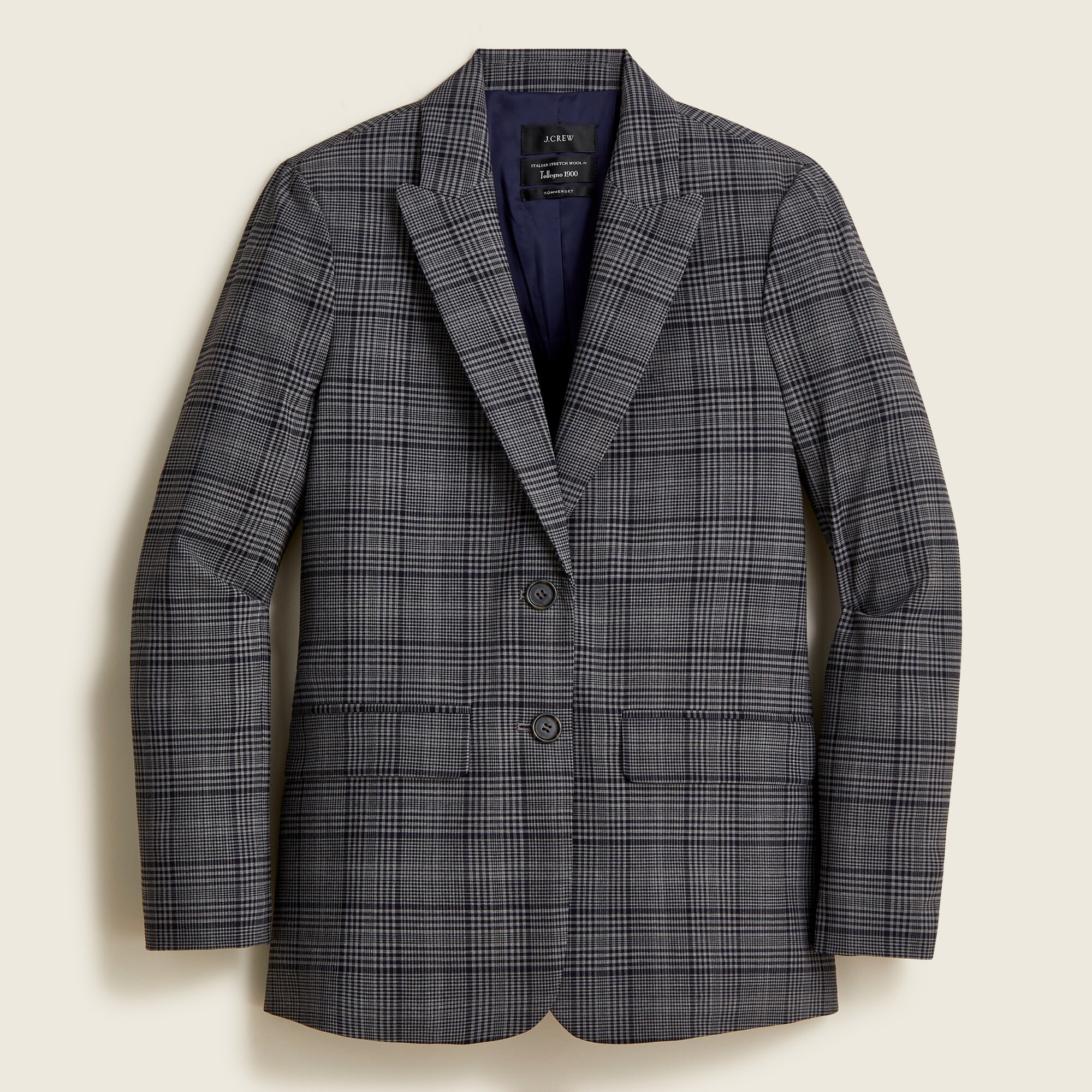 Sommerset blazer in grey plaid Italian wool