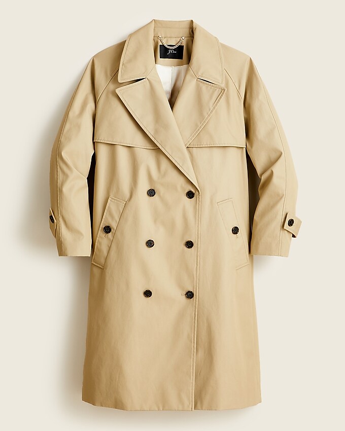 j.crew: relaxed trench coat in cotton-canvas for women, right side, view zoomed