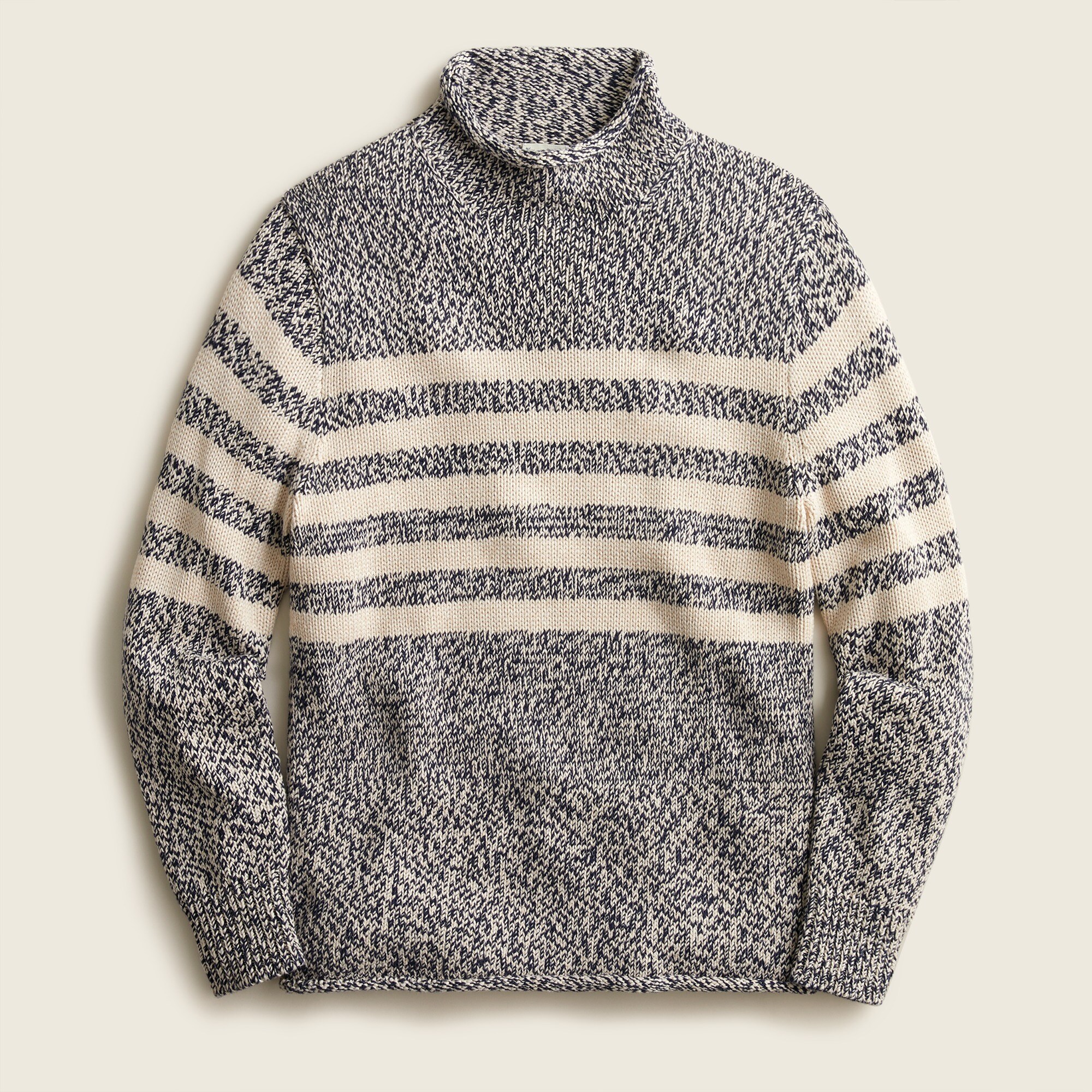 Marled-cotton Rollneck Sweater With Stripes For Men | J.Crew