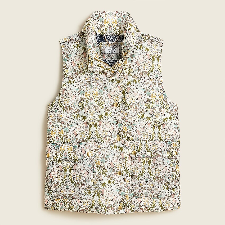 j.crew: puffer vest in liberty® tapestry floral with primaloft® for women, right side, view zoomed