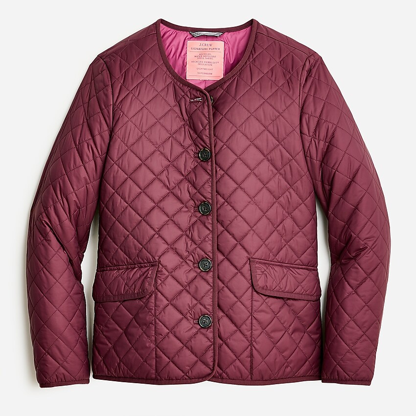 j.crew: quilted lightweight lady jacket for women, right side, view zoomed