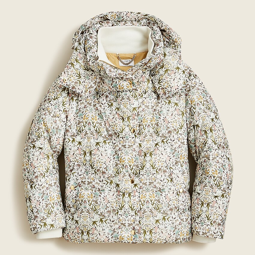 j.crew: flurry puffer jacket with primaloft® in liberty® tapestry floral for women, right side, view zoomed