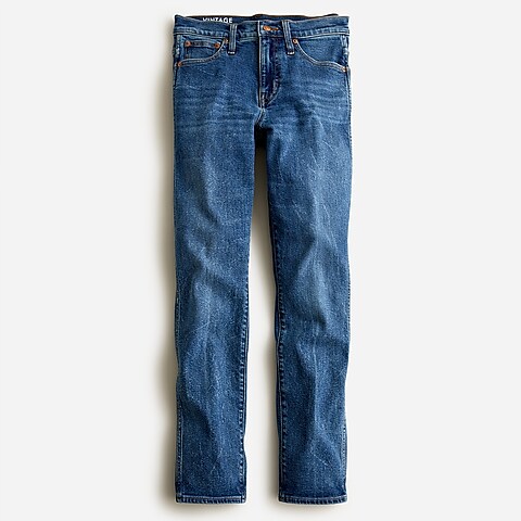 womens Petite 9" vintage slim straight jean in Catskill wash