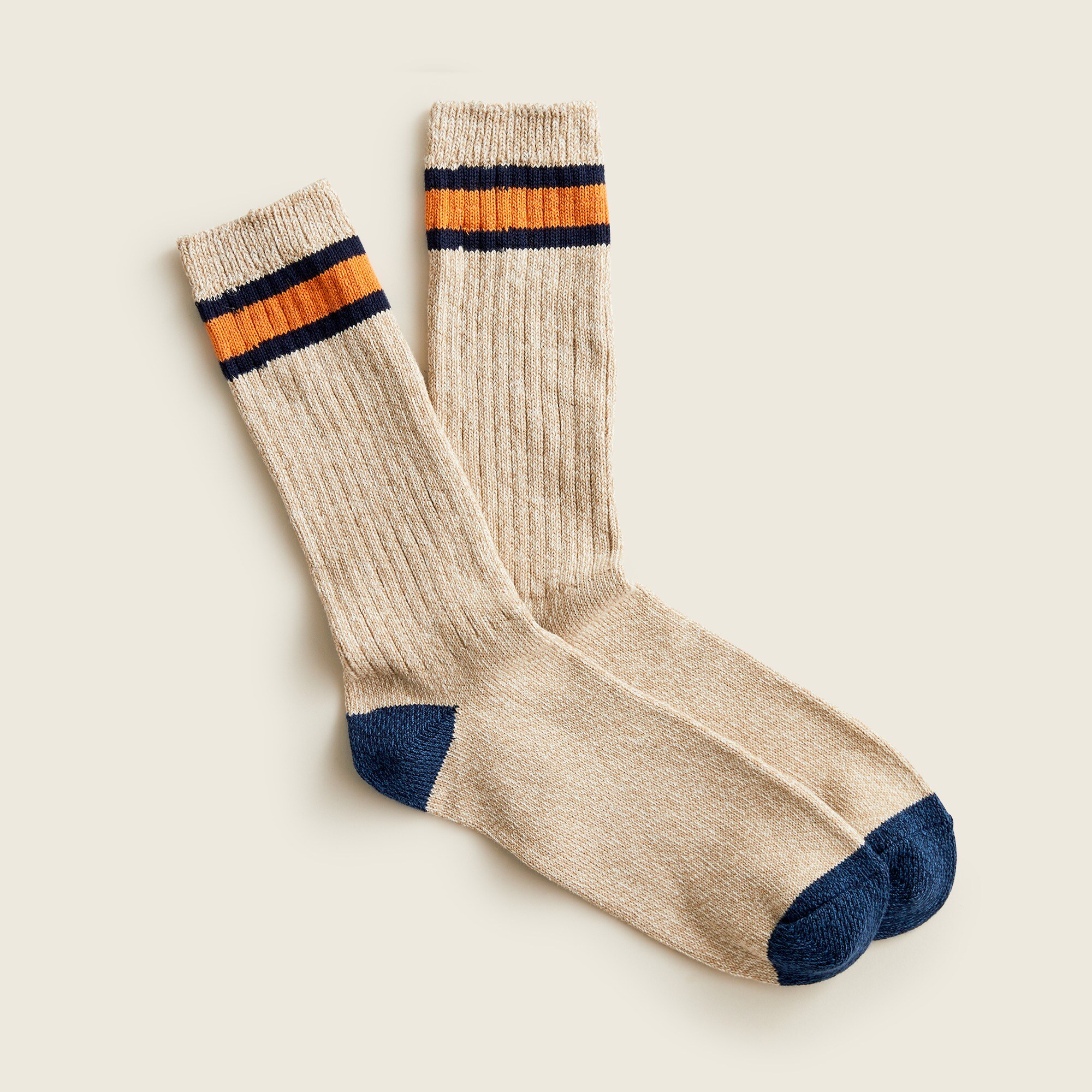 Lightweight marled camp socks with double stripe