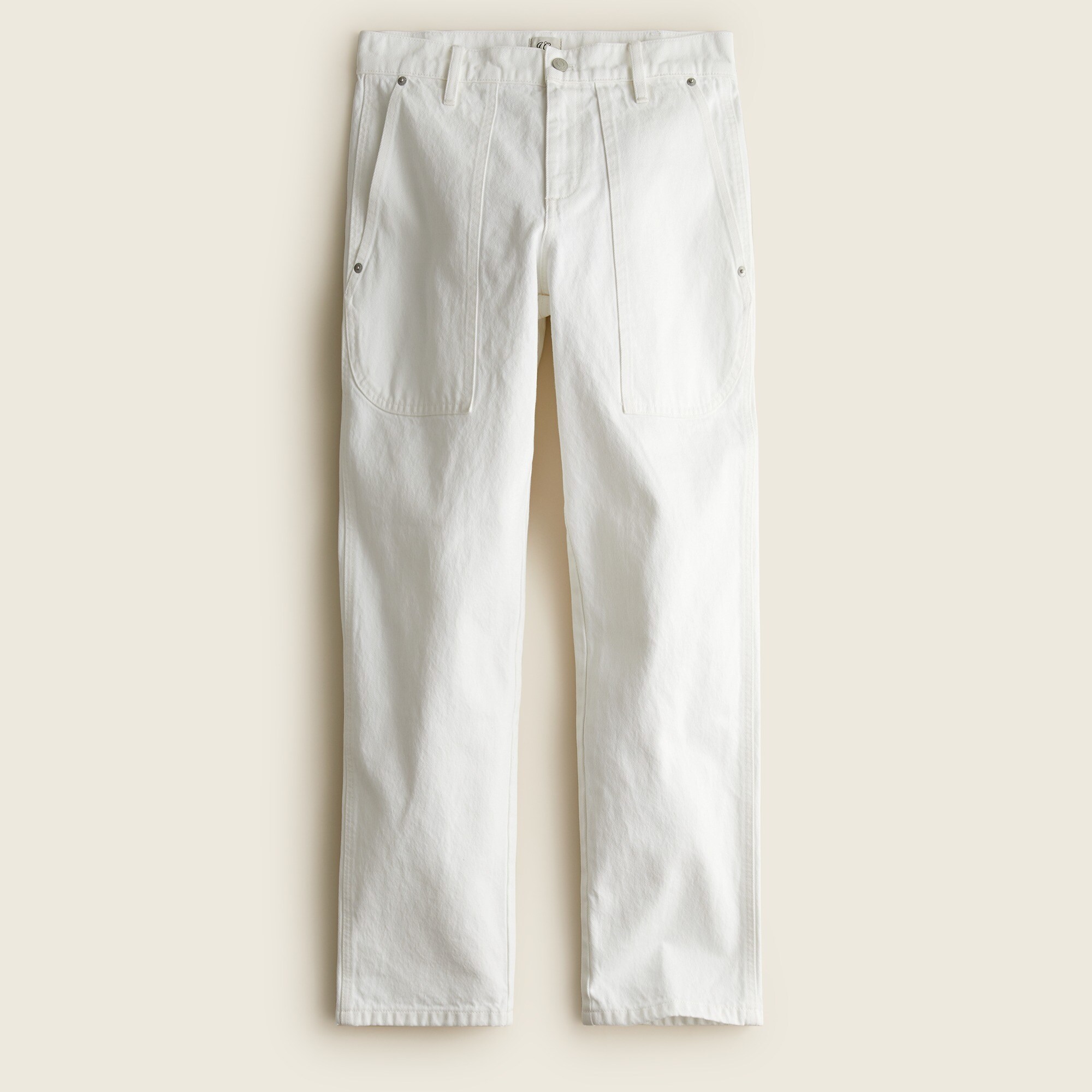 High-rise patch pocket straight-leg jean in white
