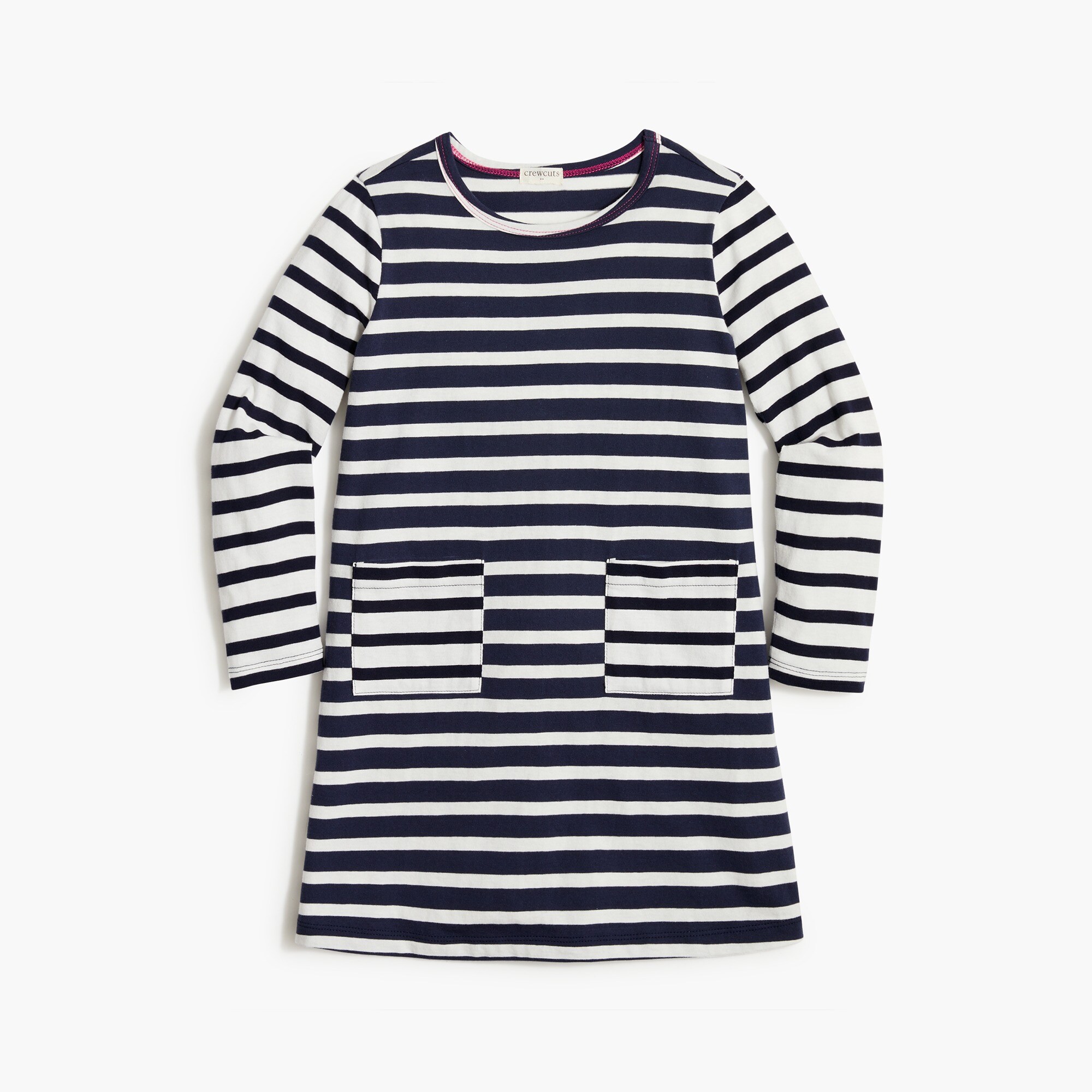 Girls' multistripe patch-pocket dress