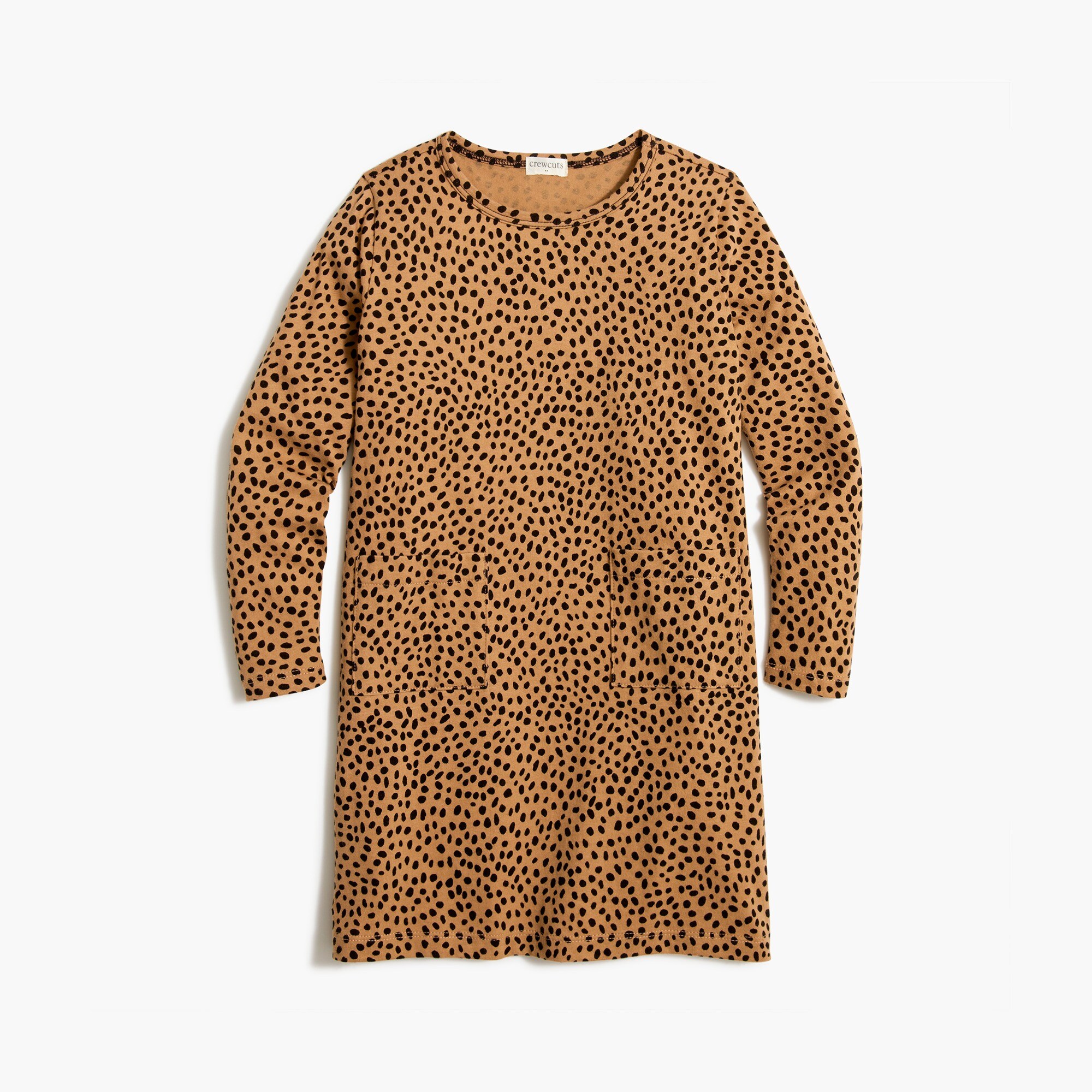 Girls' cheetah patch pocket dress