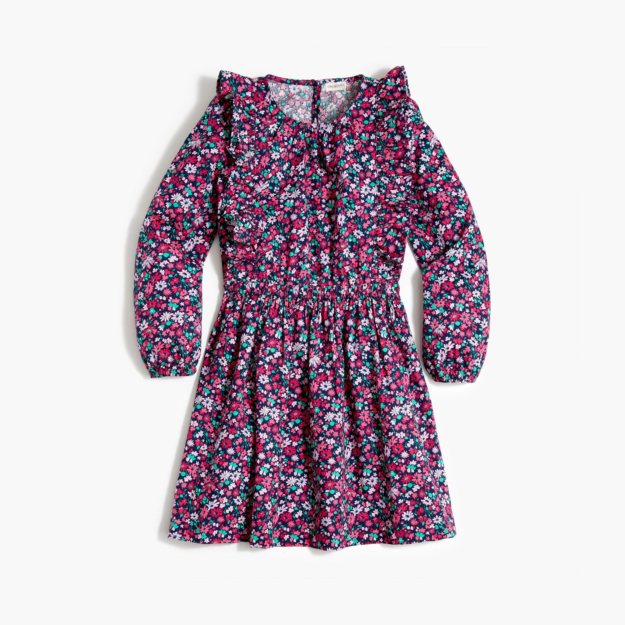 girls' floral ruffle dress in cotton poplin for girls