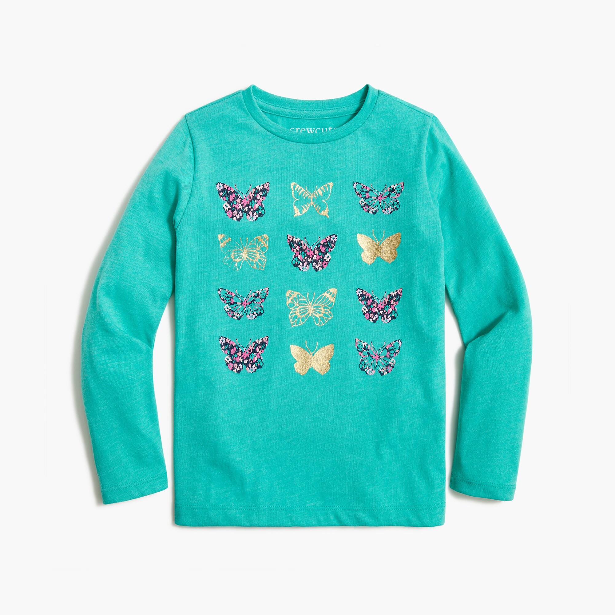 Girls' long-sleeve butterflies graphic tee