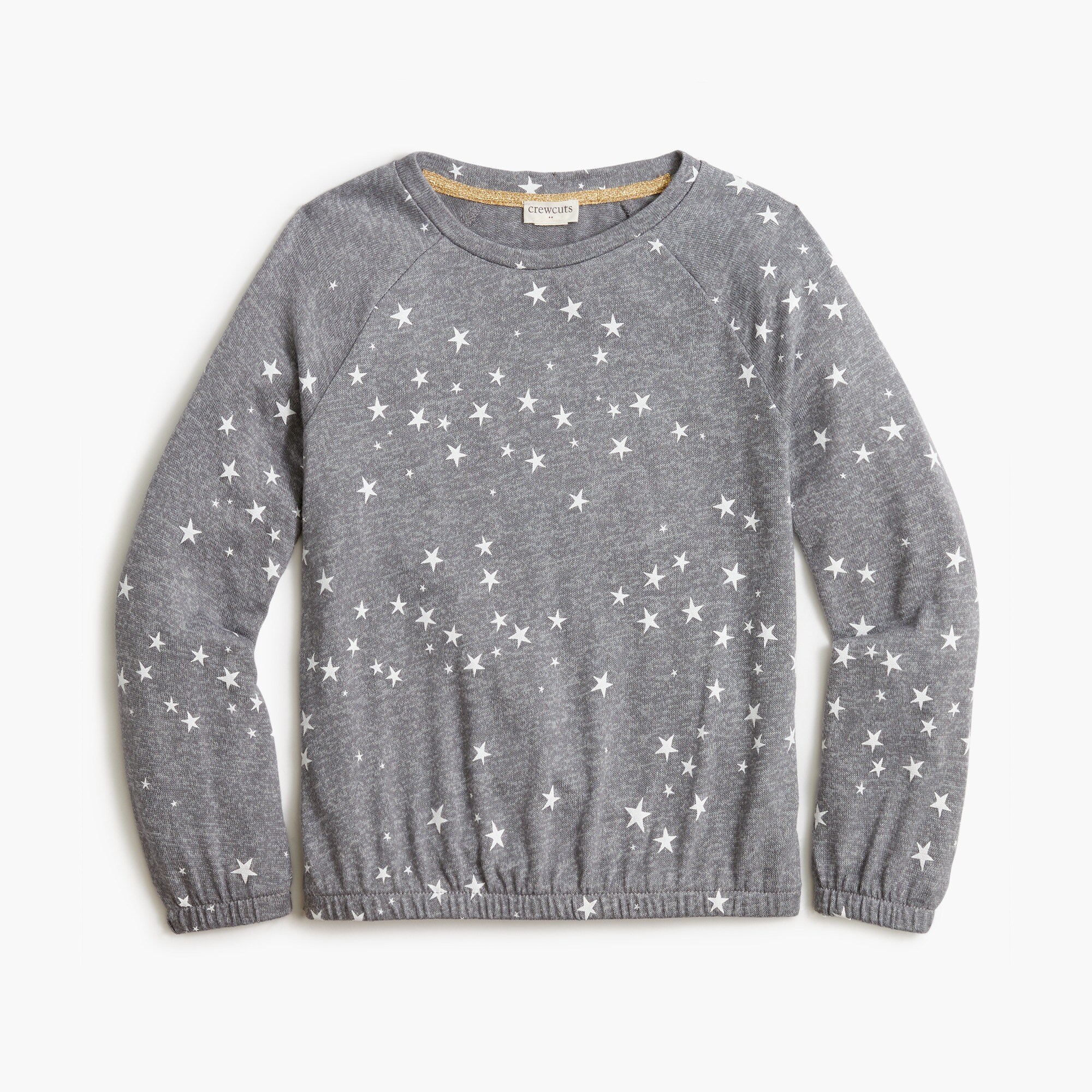 Girls' long-sleeve printed bubble top with elastic hem
