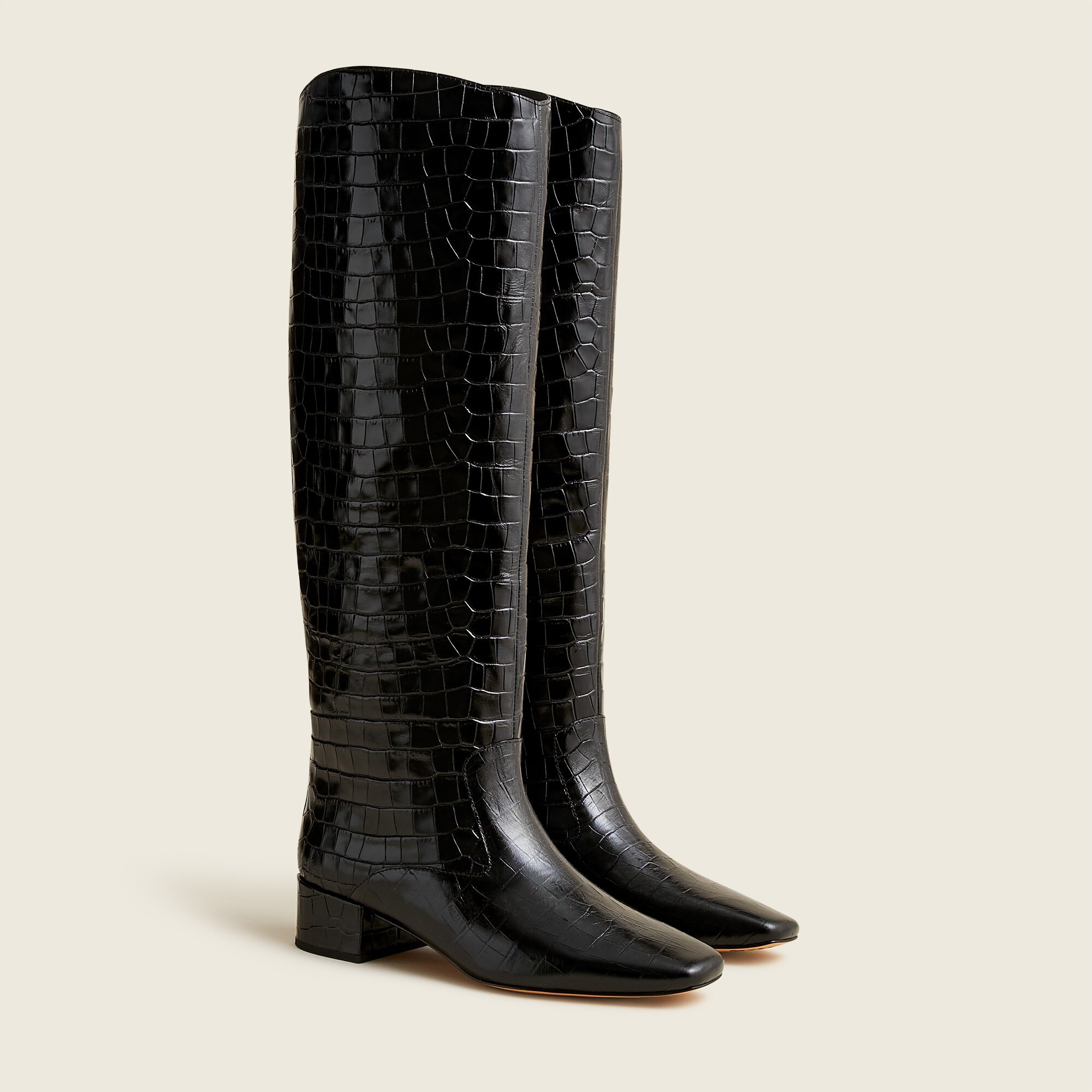 Roxie Knee-high Boots In Croc-embossed Leather For Women | J.Crew