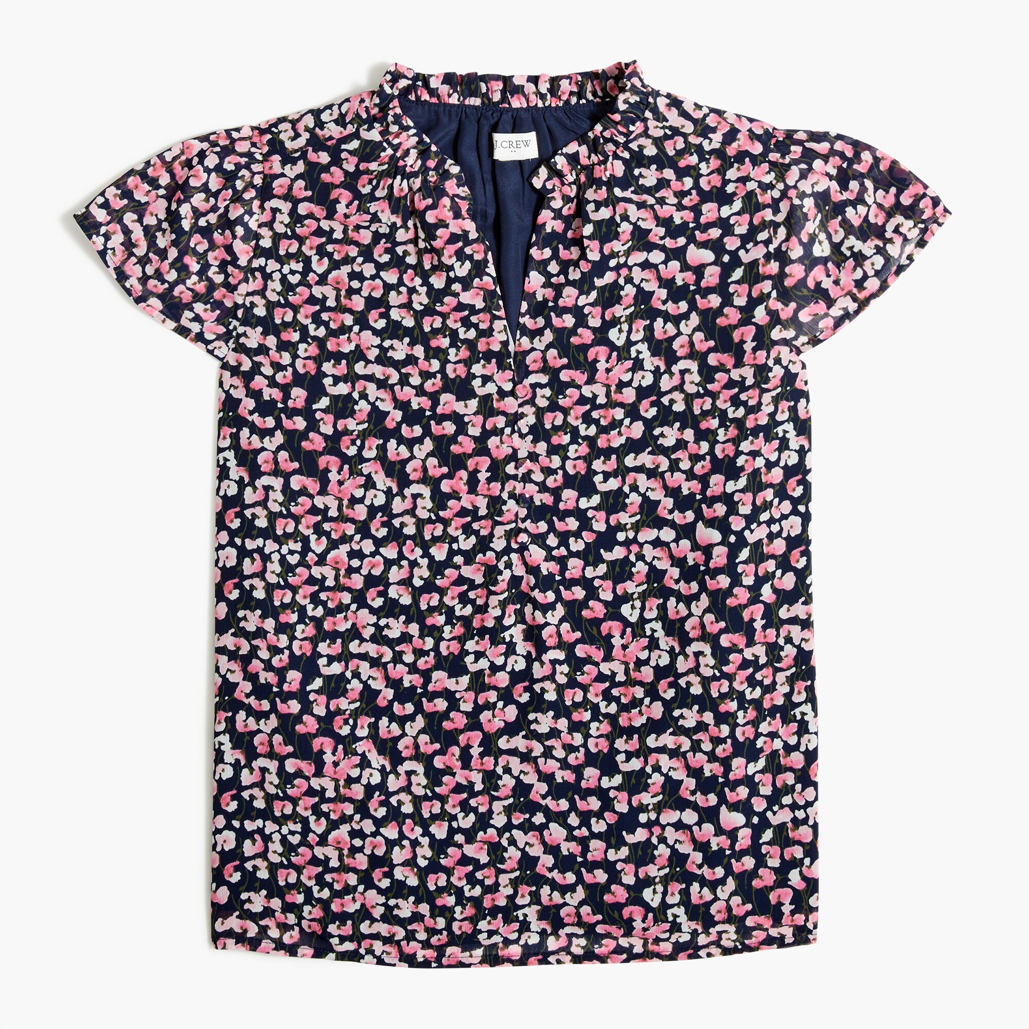 ruffleneck button-up shirt for women