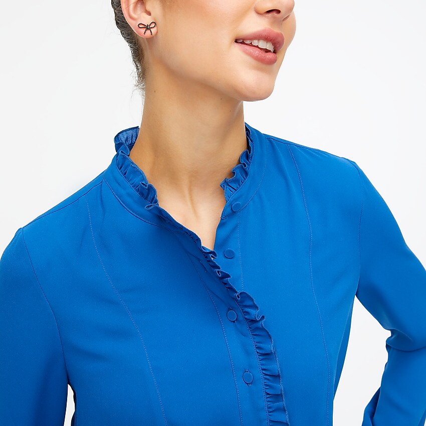 factory: long-sleeve top with ruffles for women, right side, view zoomed