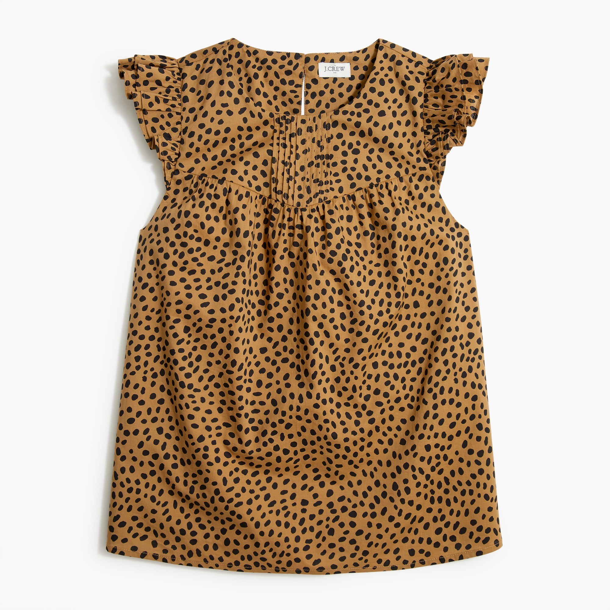 Printed pleated ruffle top