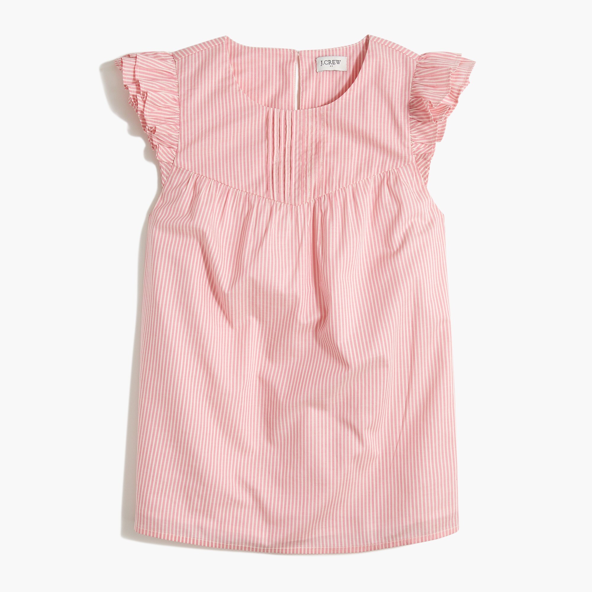 striped pleated ruffle top for women