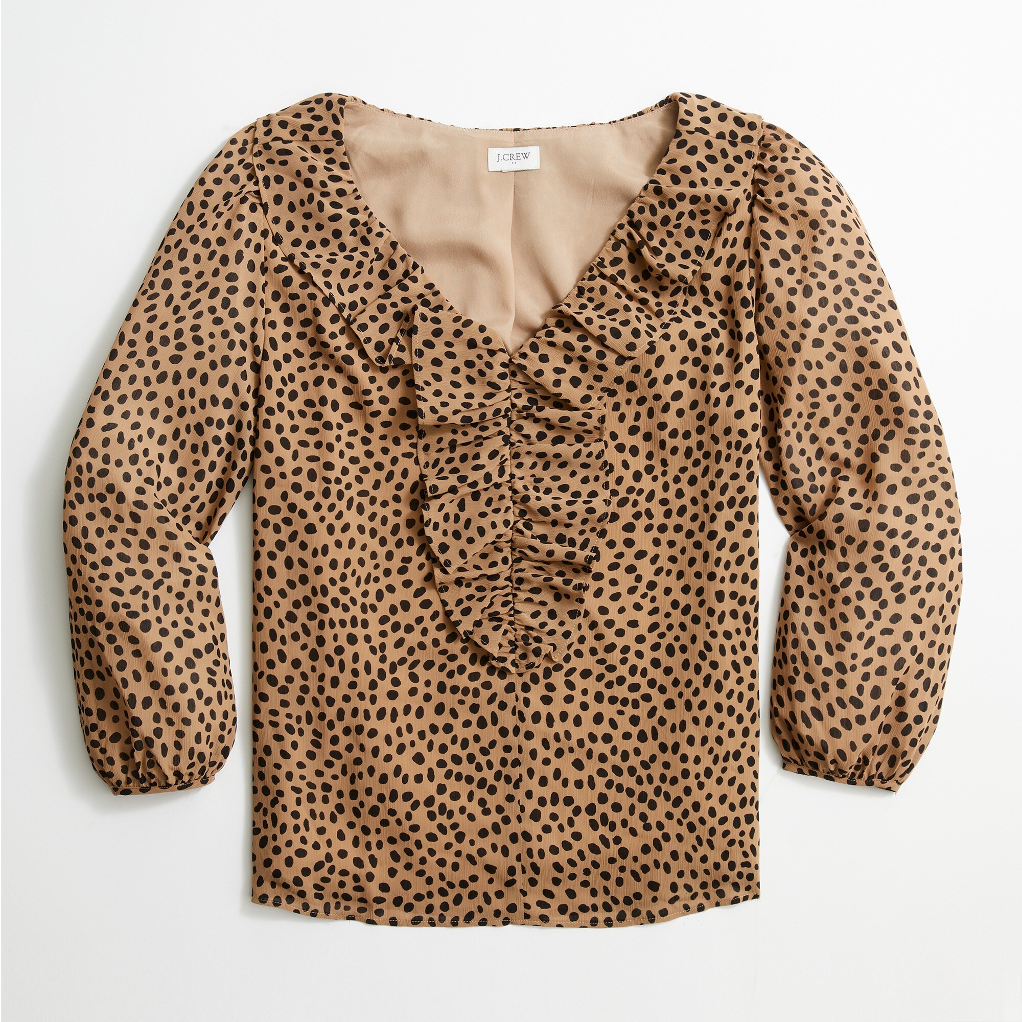 printed v-neck ruffle top for women