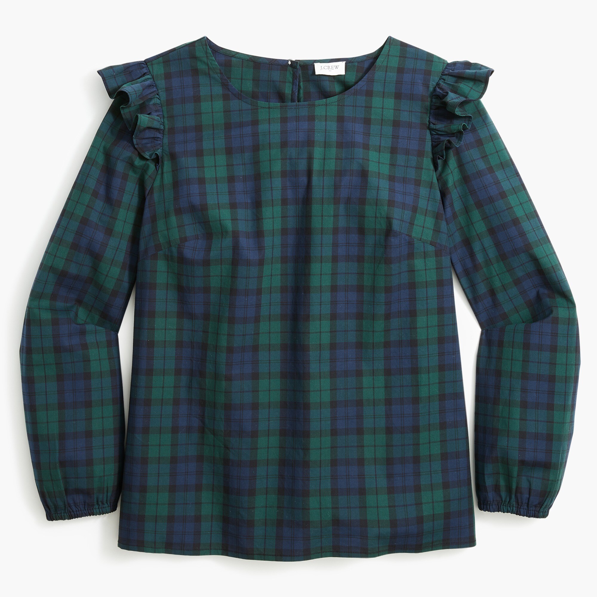 cotton poplin top with ruffles for women