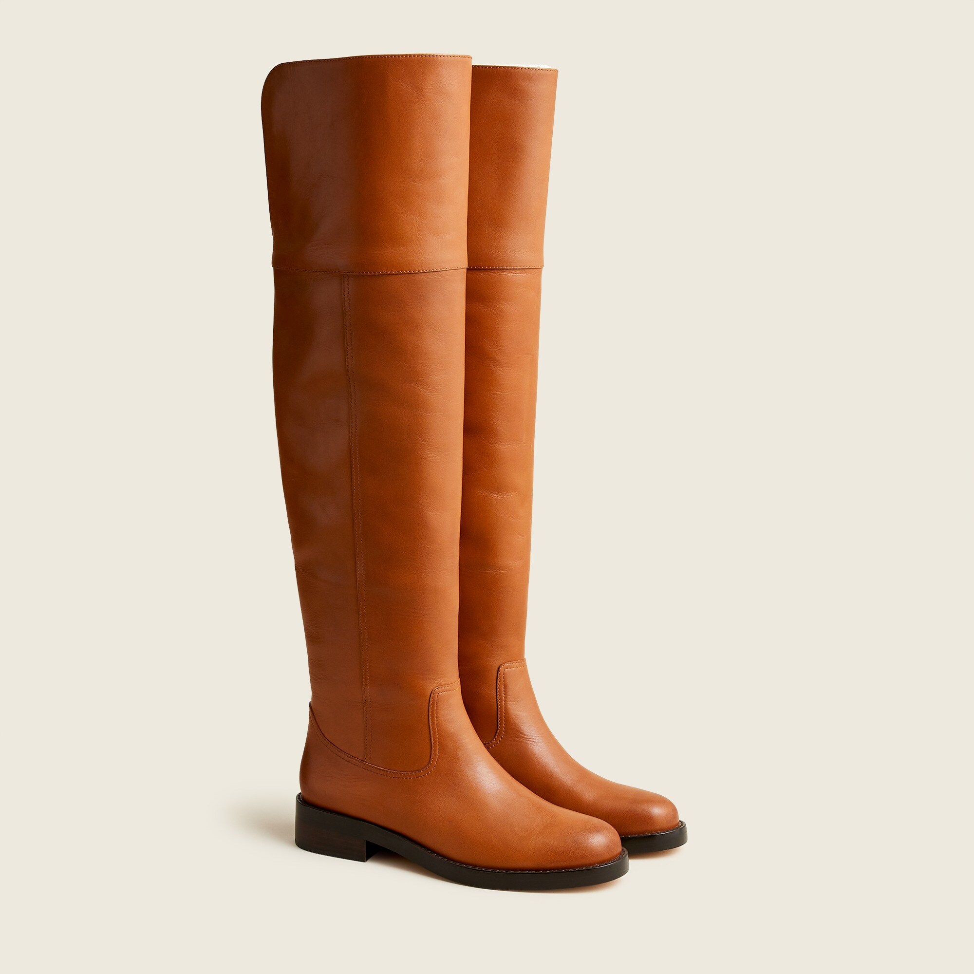 Leather over-the-knee riding boots