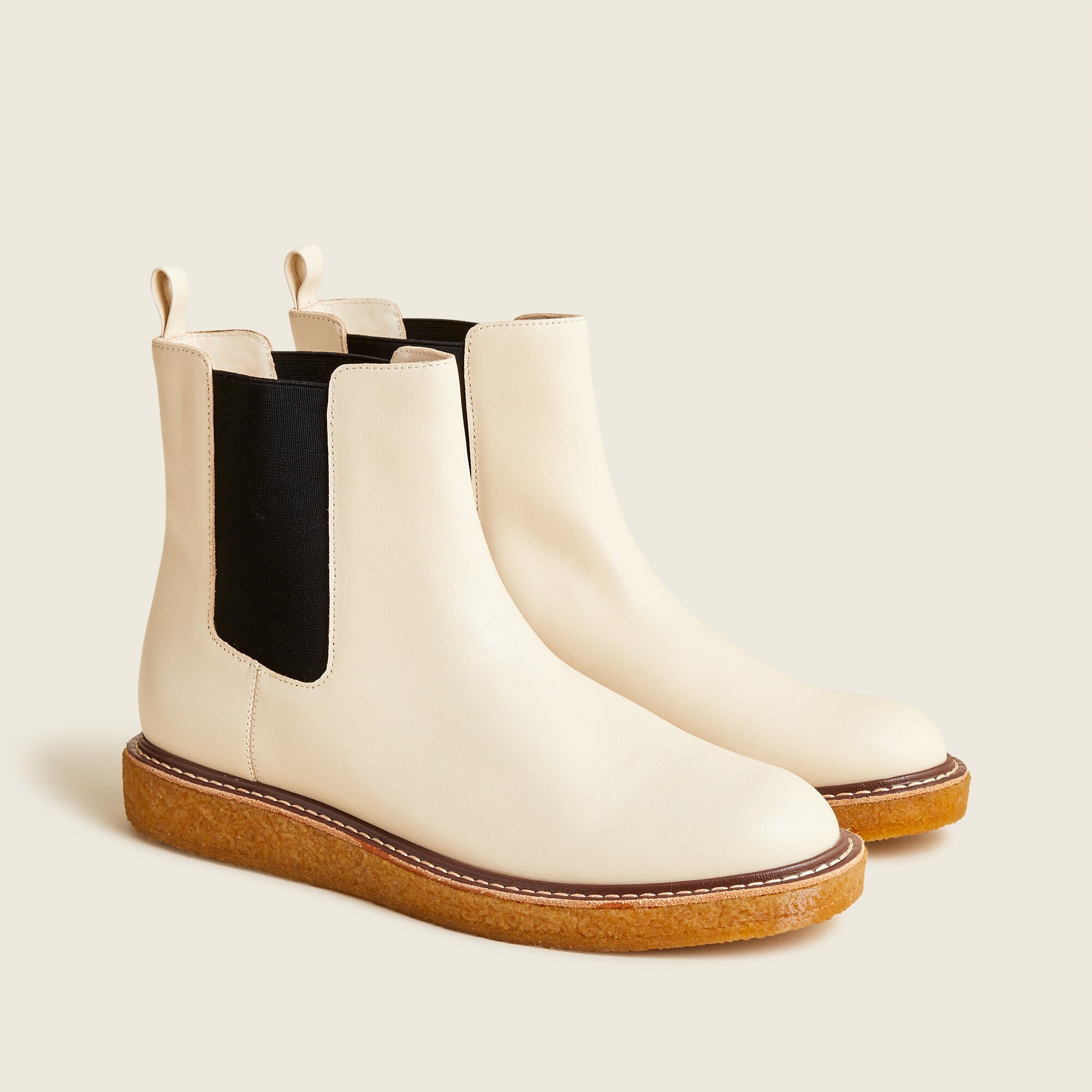 Leather crepe-sole pull-on boots