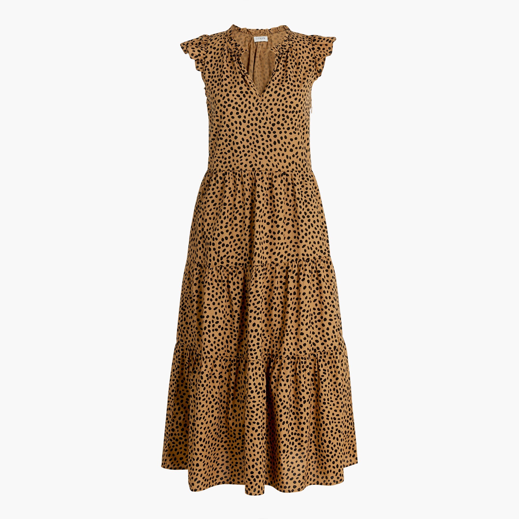 Cotton poplin tiered midi dress