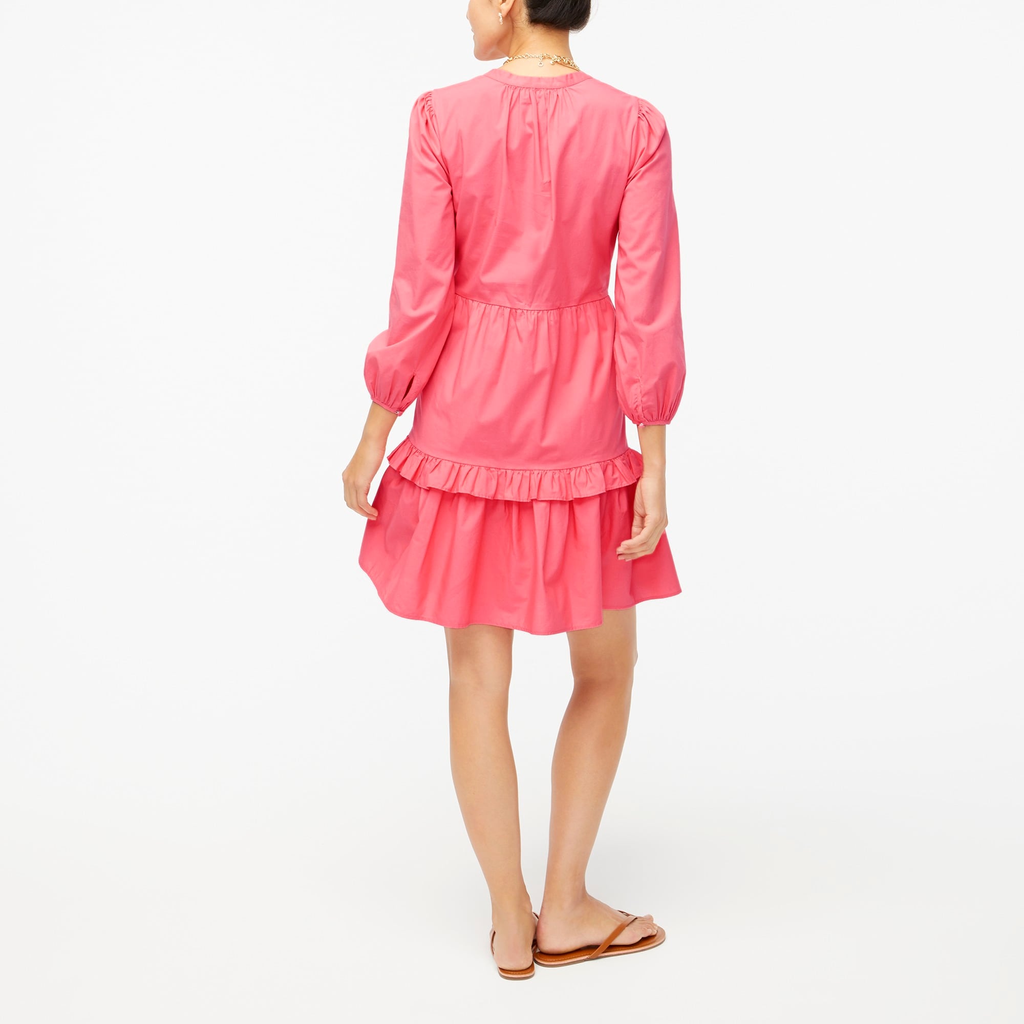 Cotton poplin tiered ruffle mini dress