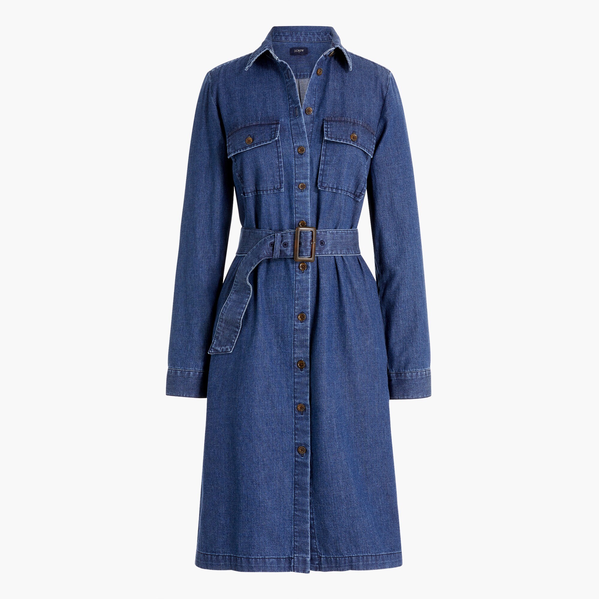 Chambray utility shirt-dress