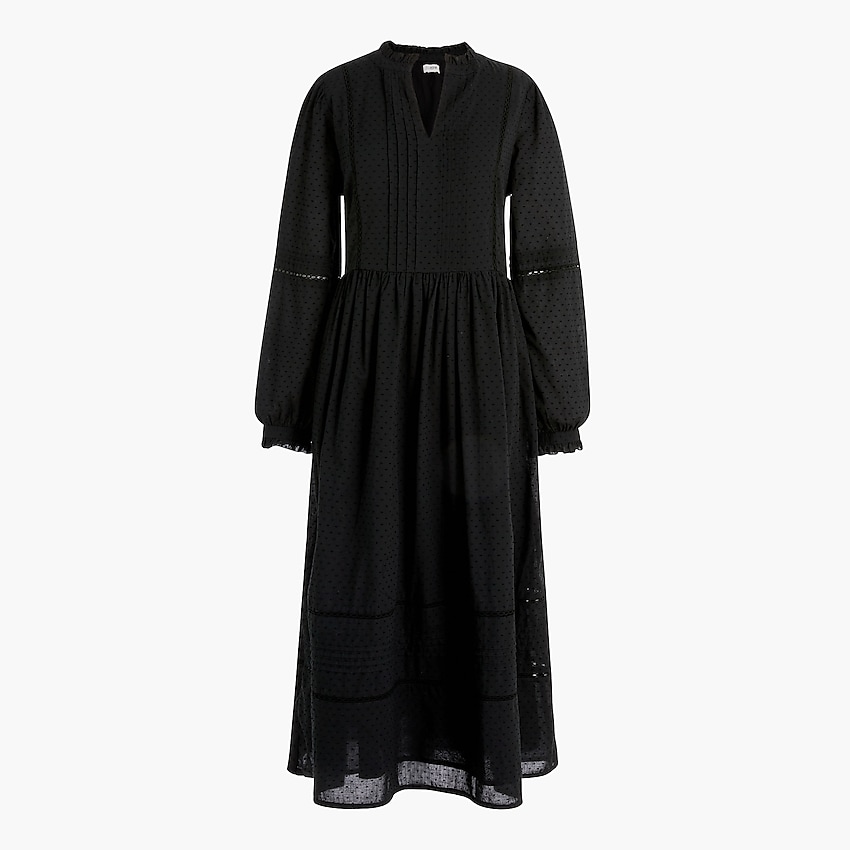 factory: pintuck midi dress in clipdot for women, right side, view zoomed