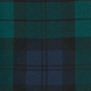Ruffleneck shift dress in Black Watch plaid BLUE GREEN factory: ruffleneck shift dress in black watch plaid for women