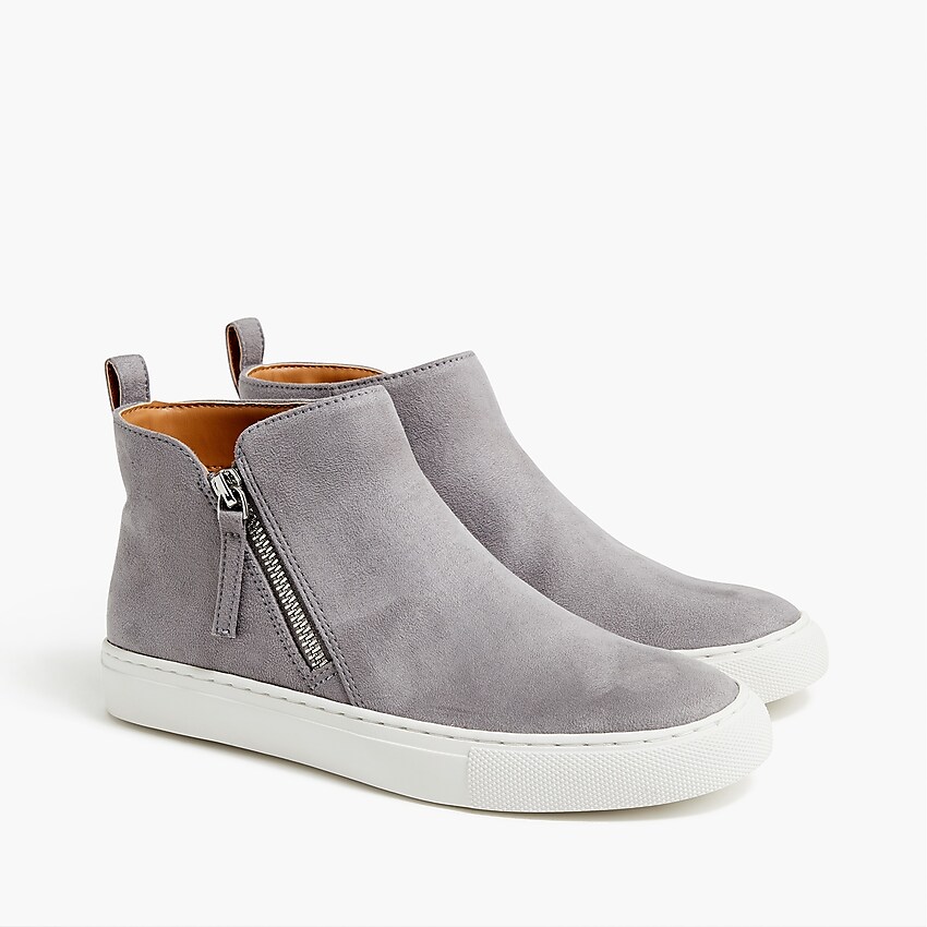 factory: faux-suede high top sneakers for women, right side, view zoomed
