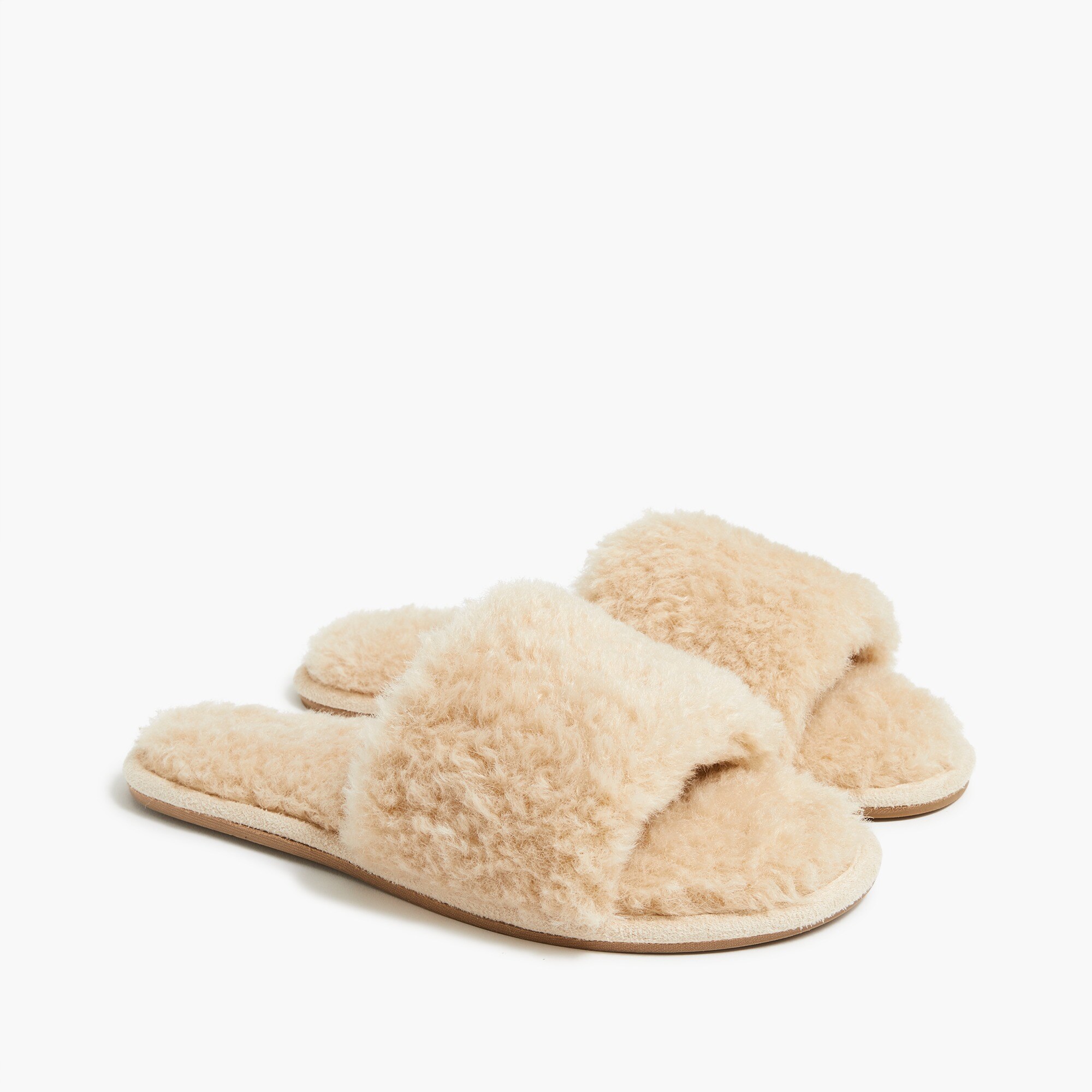 fuzzy sherpa slide slippers for women