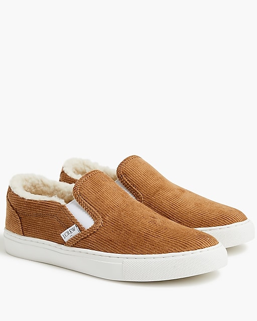  Corduroy slip-on sneakers with sherpa lining