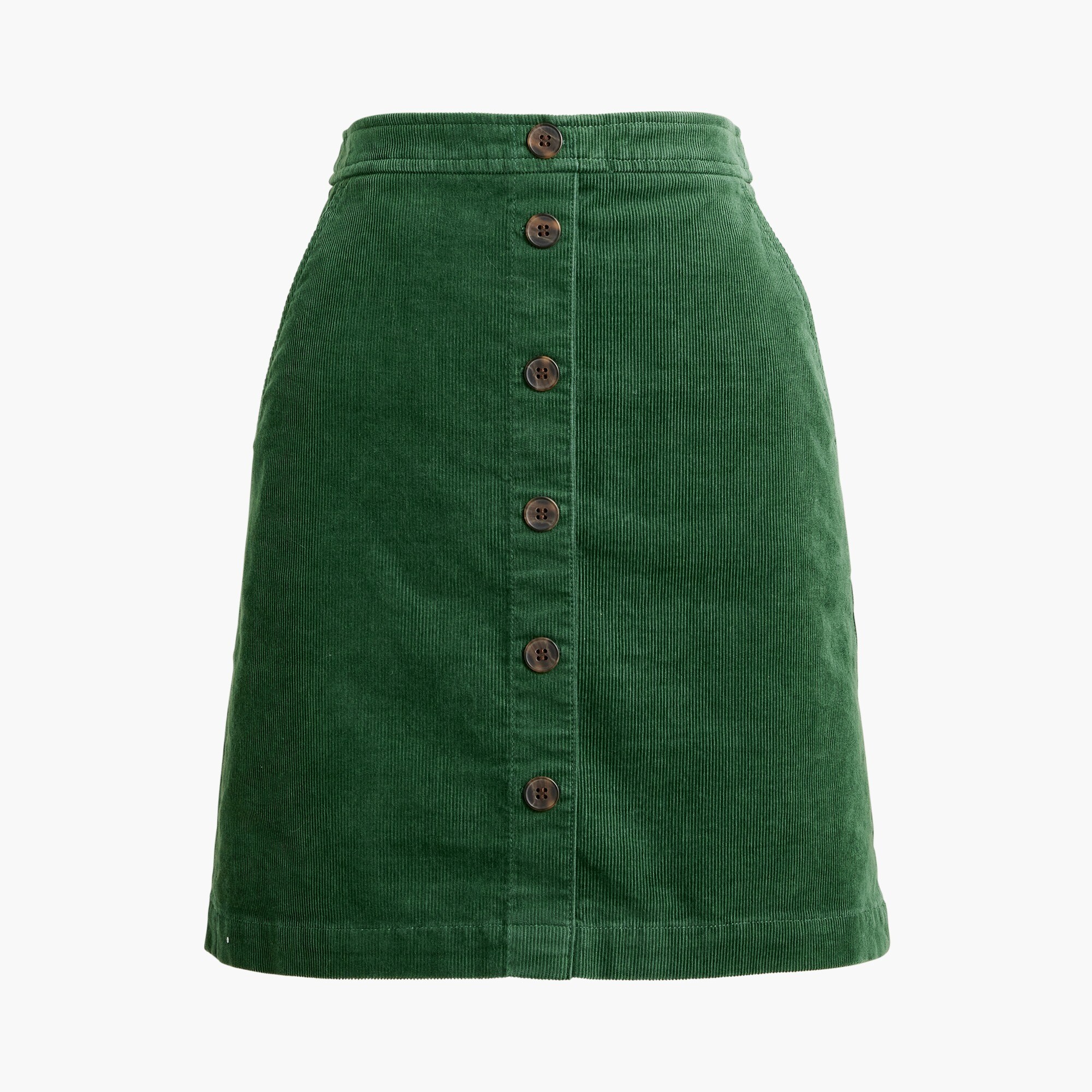 Corduroy button-front mini skirt