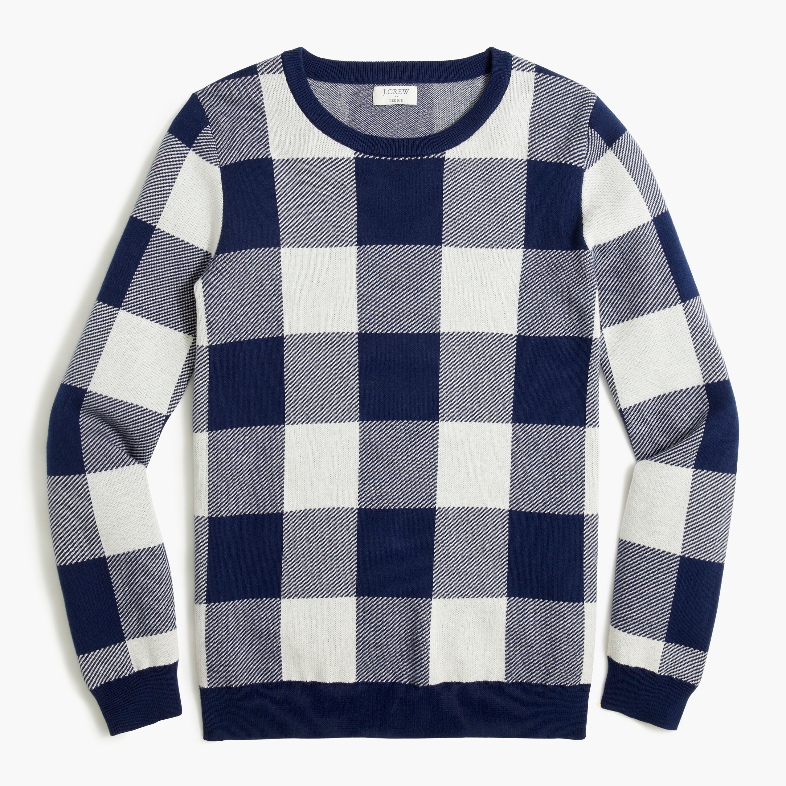 Check jacquard pullover sweater