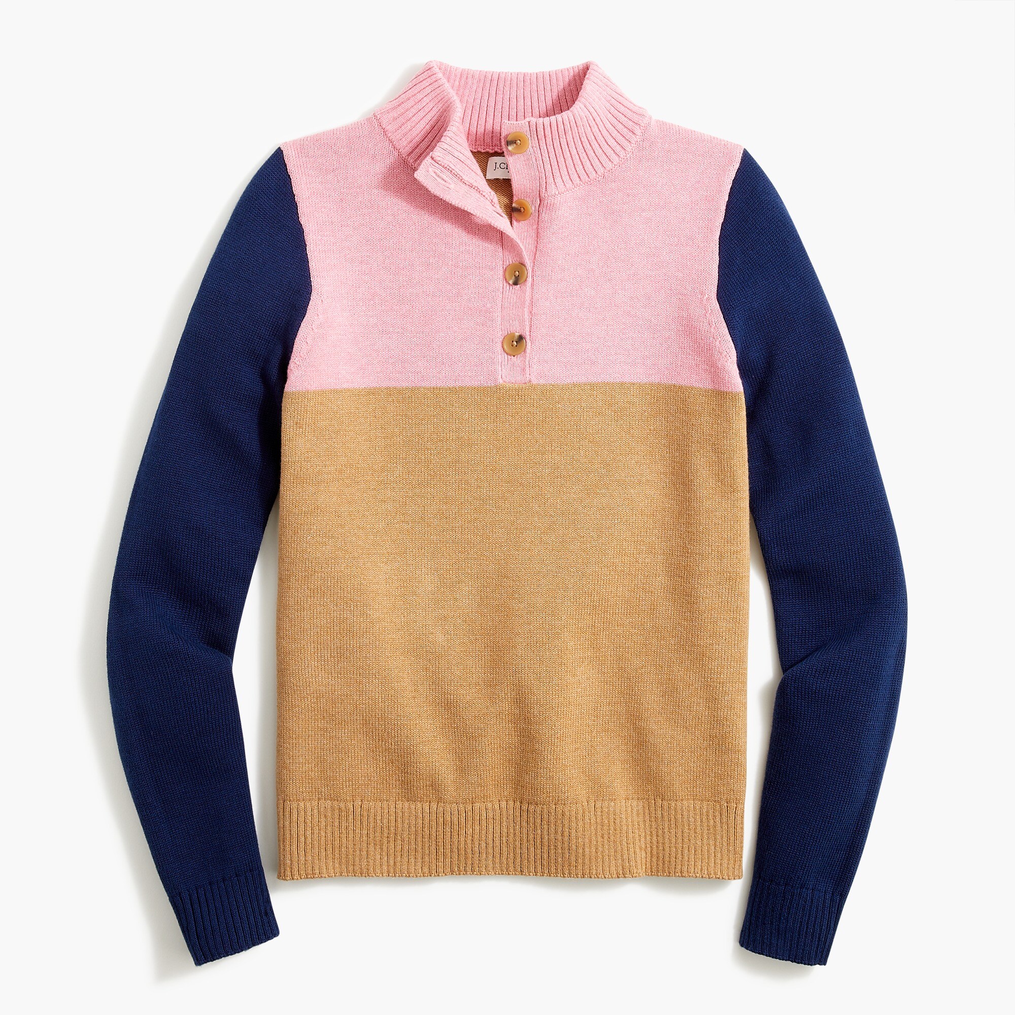 Button jacquard pullover sweater