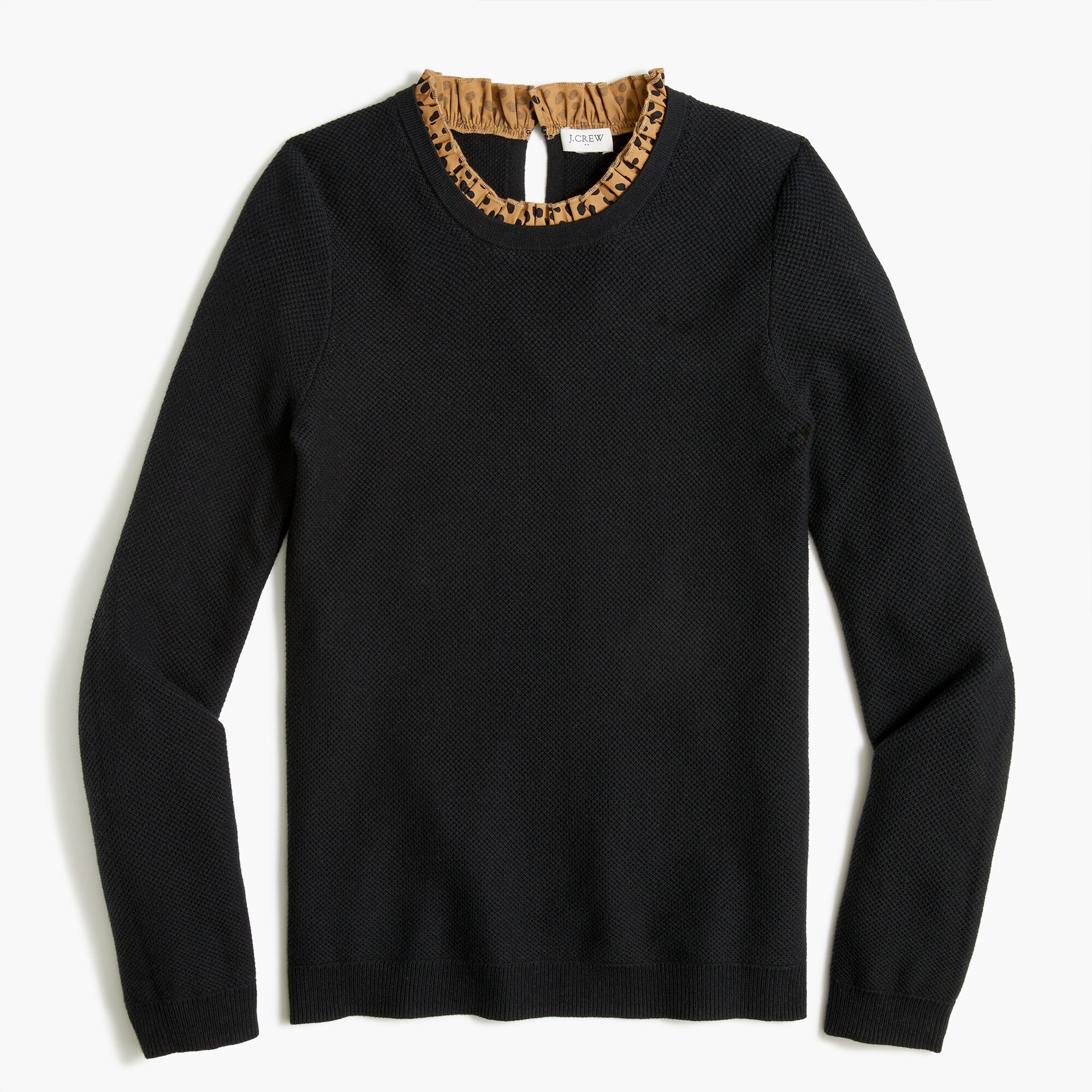 textured ruffle-trim sweater for women
