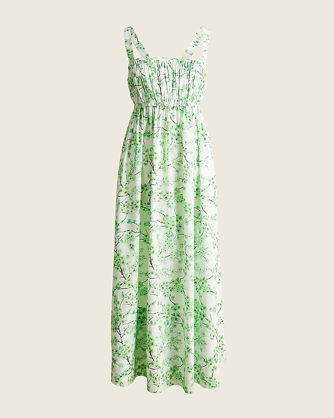 J.Crew: Gathered Tank Midi Dress In Lime Cherry Blossoms For Women