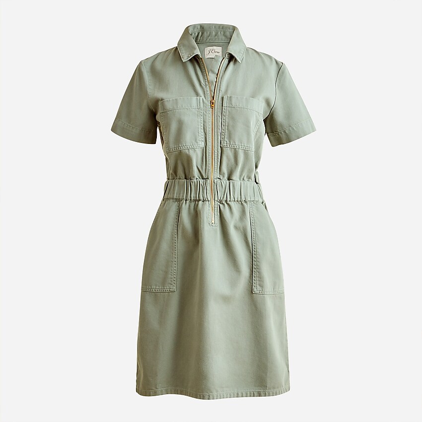 j.crew: zip-front chino dress for women, right side, view zoomed