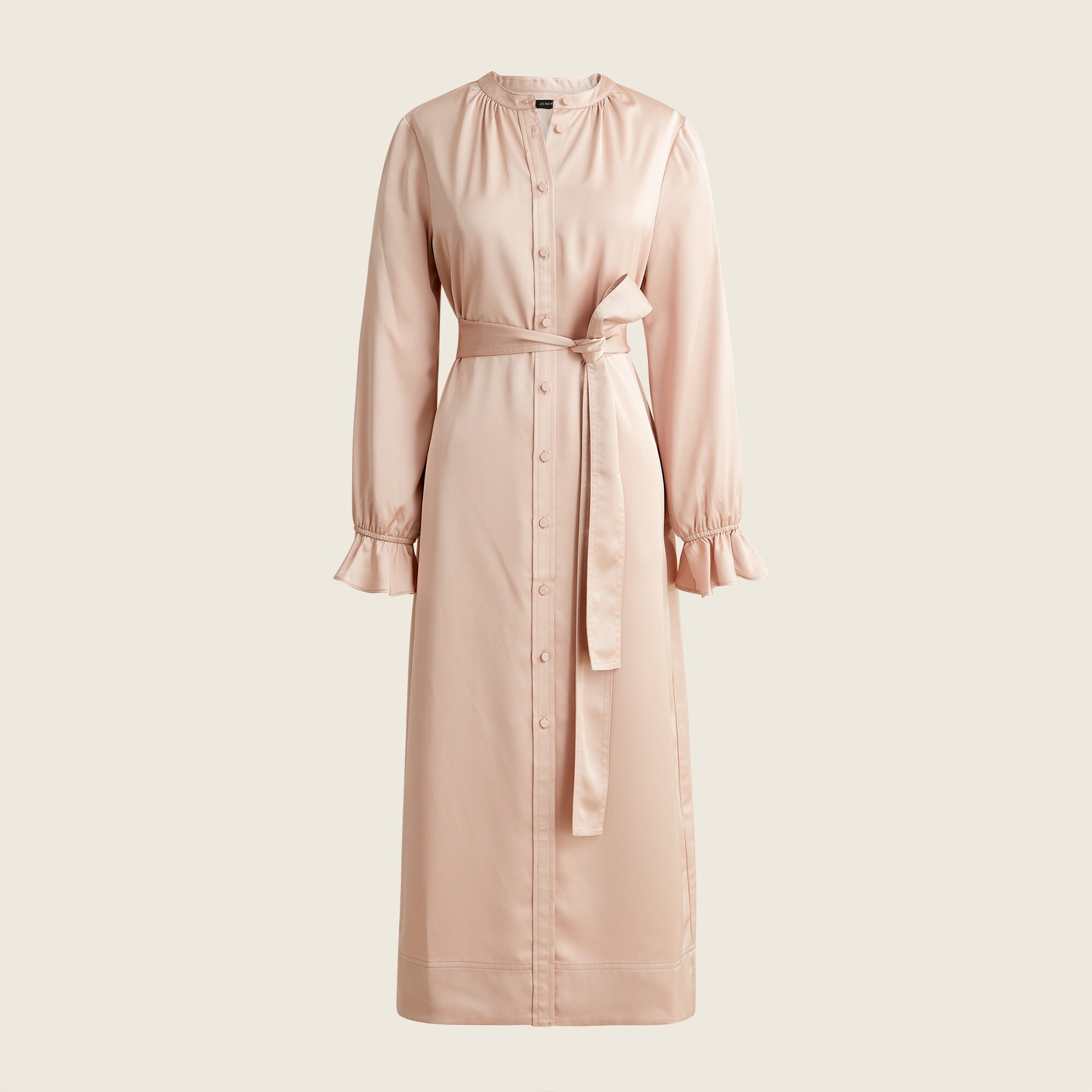 Drapey shirt-dress in satin-back crepe