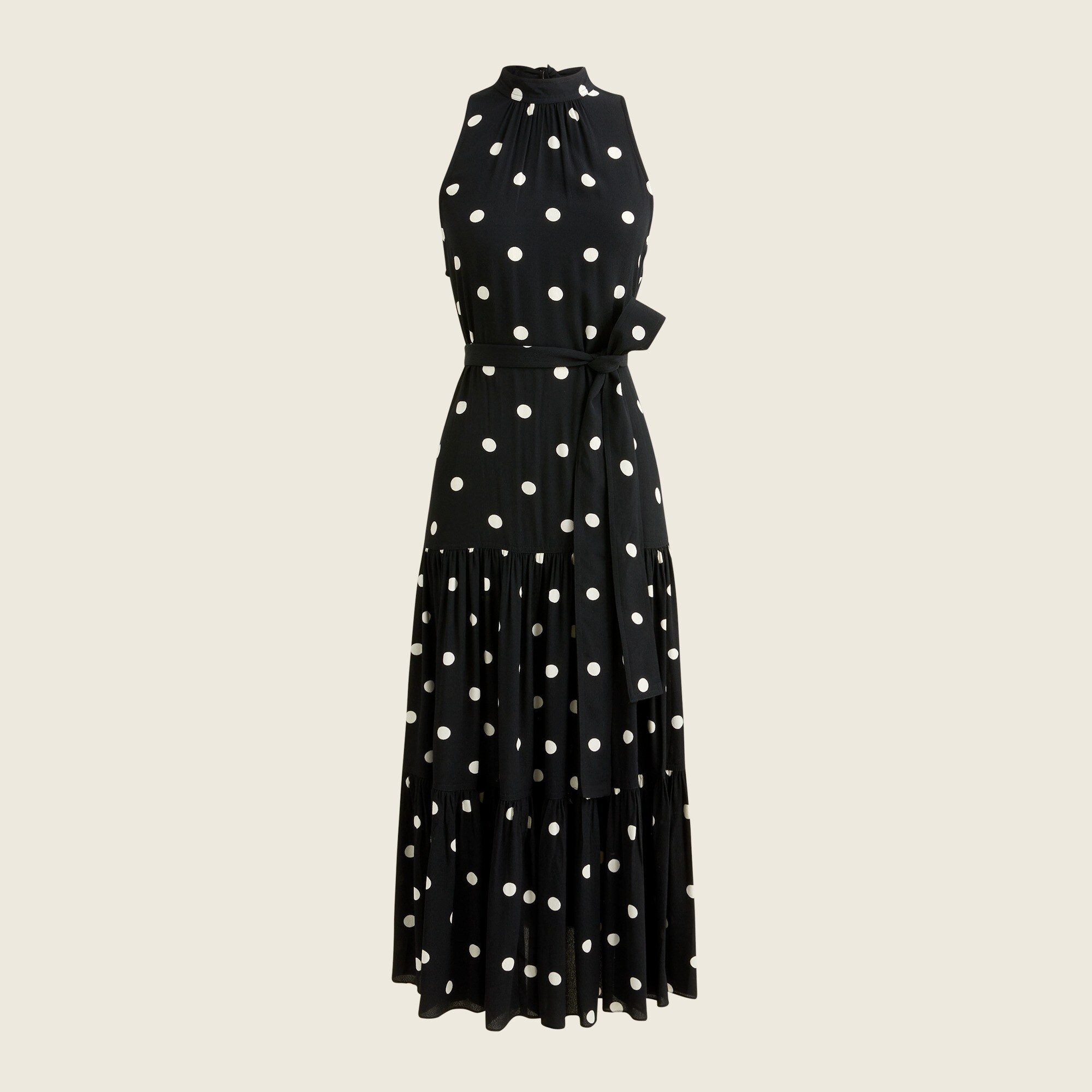 Drapey tiered dress in polka dot