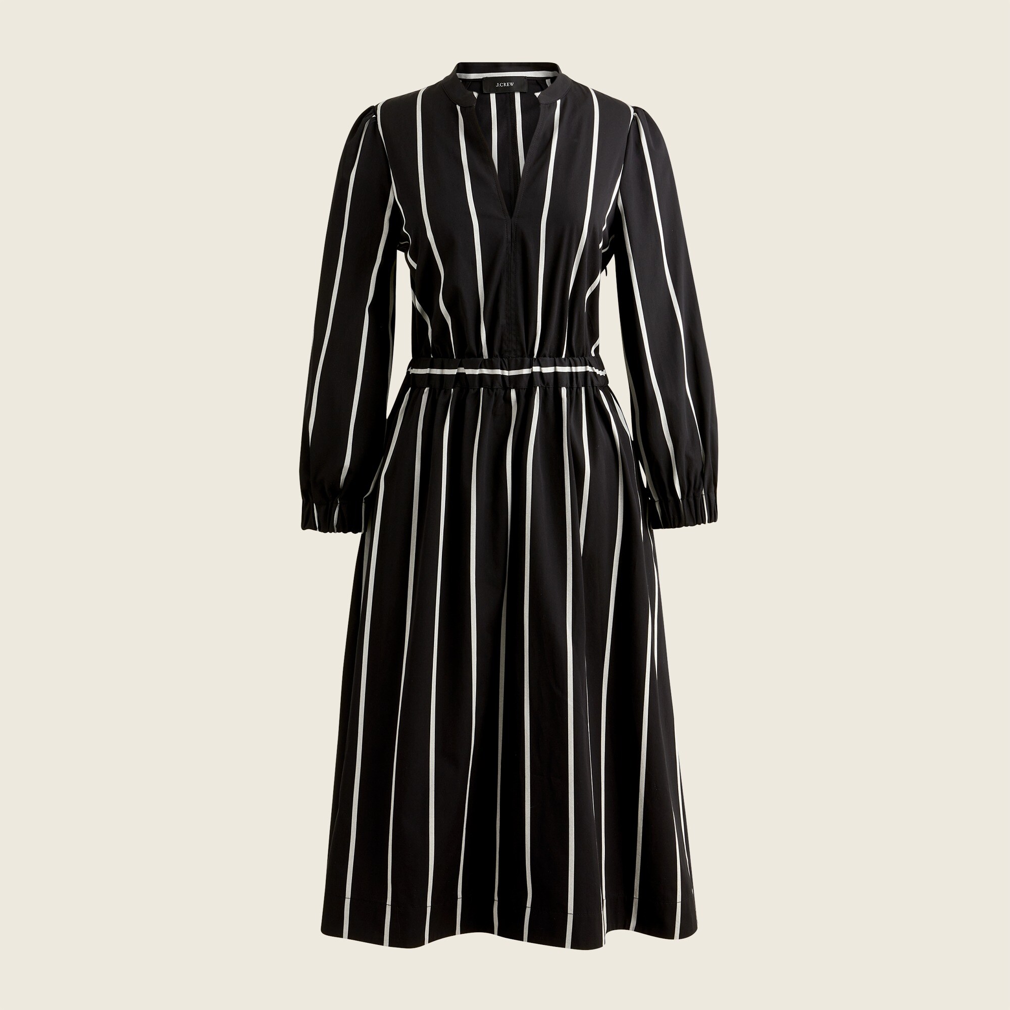 J.Crew: Cinched-waist Cotton Poplin Midi Dress In Stripe For Women