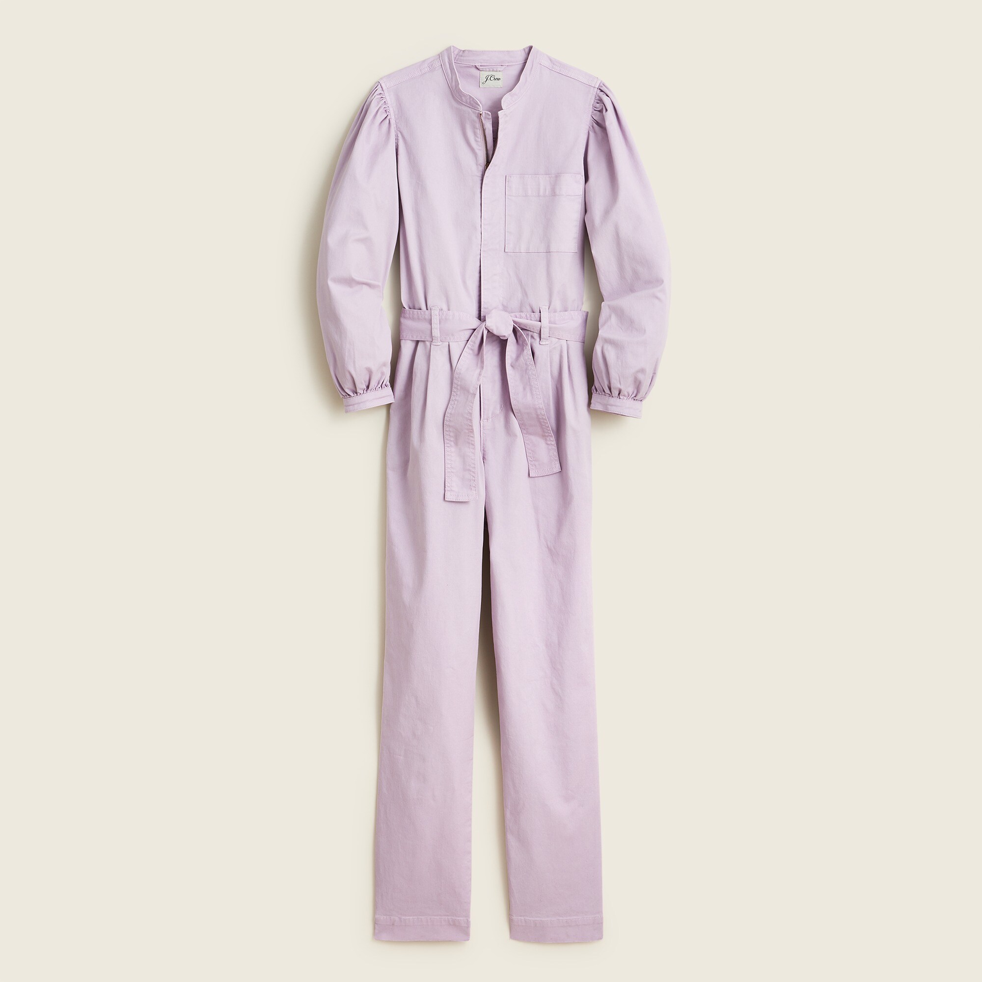 Puff-sleeve chino jumpsuit