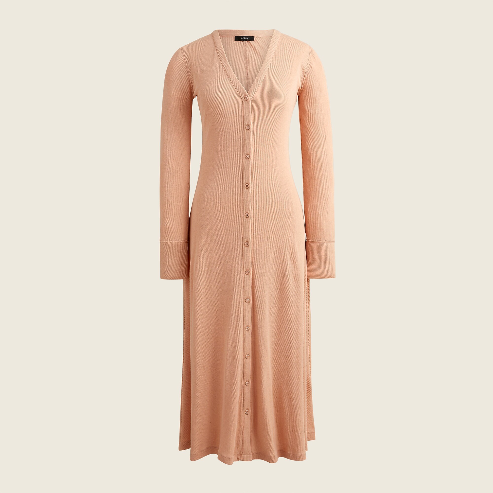 Ribbed button-front knit dress