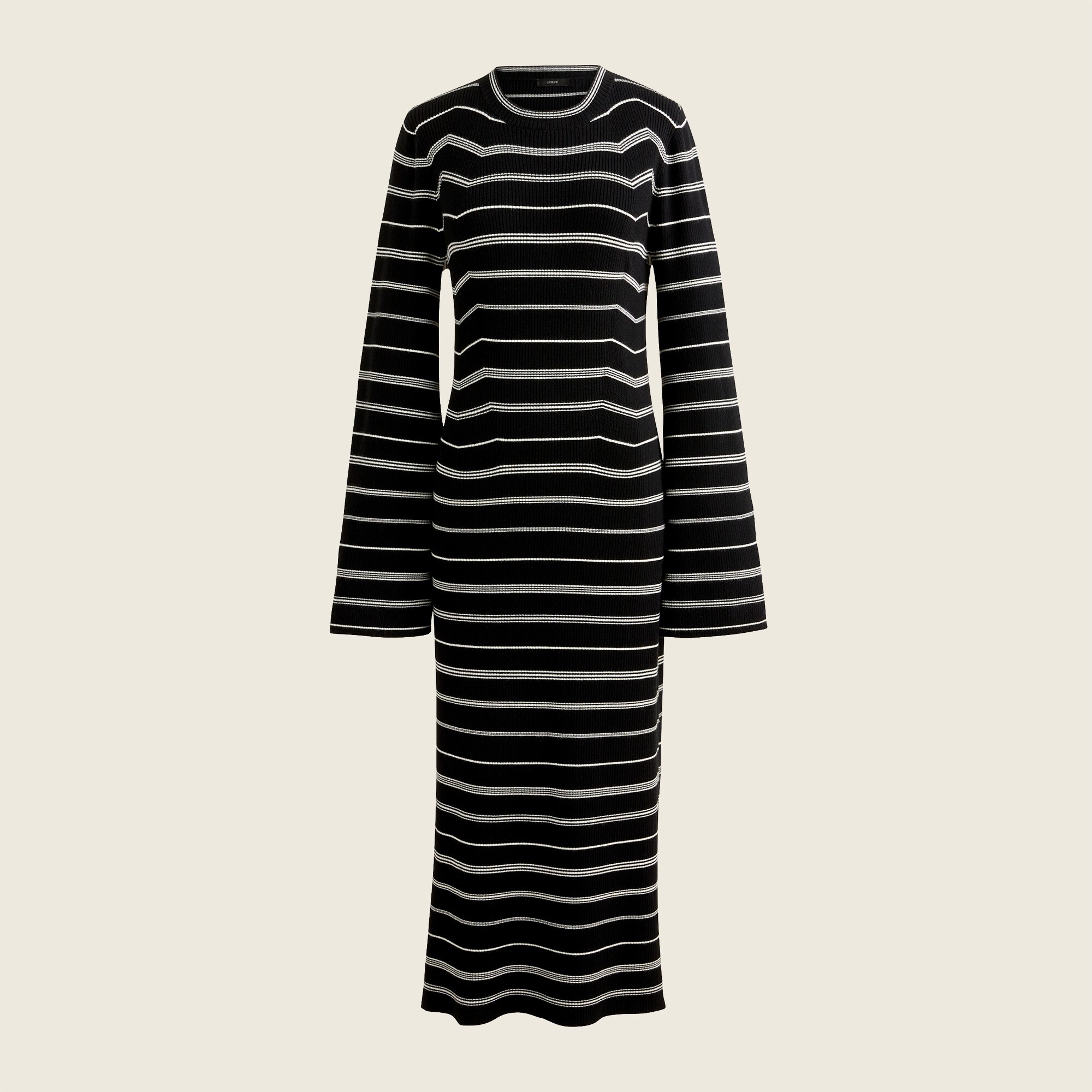 Knit ribbed sweater-dress in mixed stripe