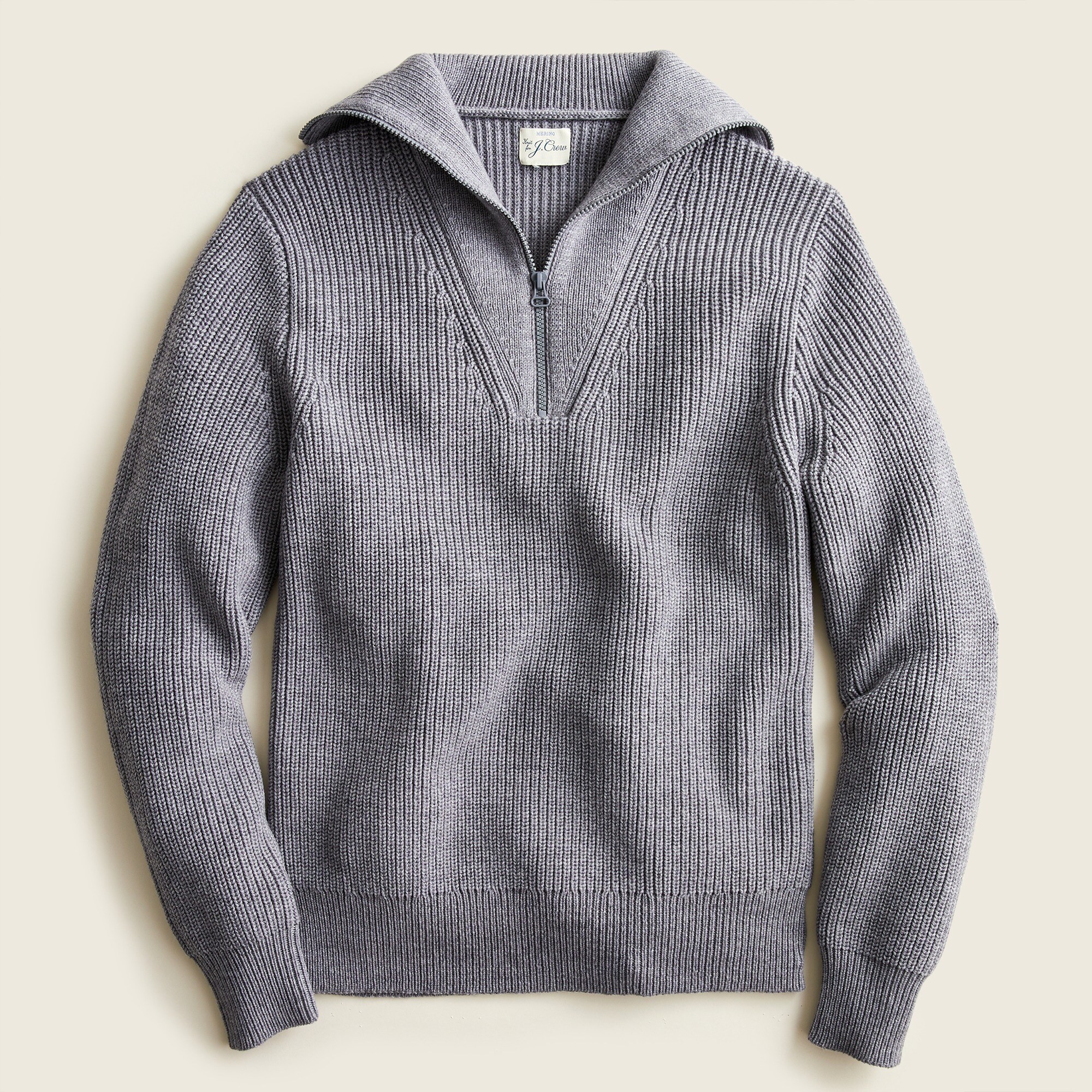 Coated-merino wool half-zip sweater