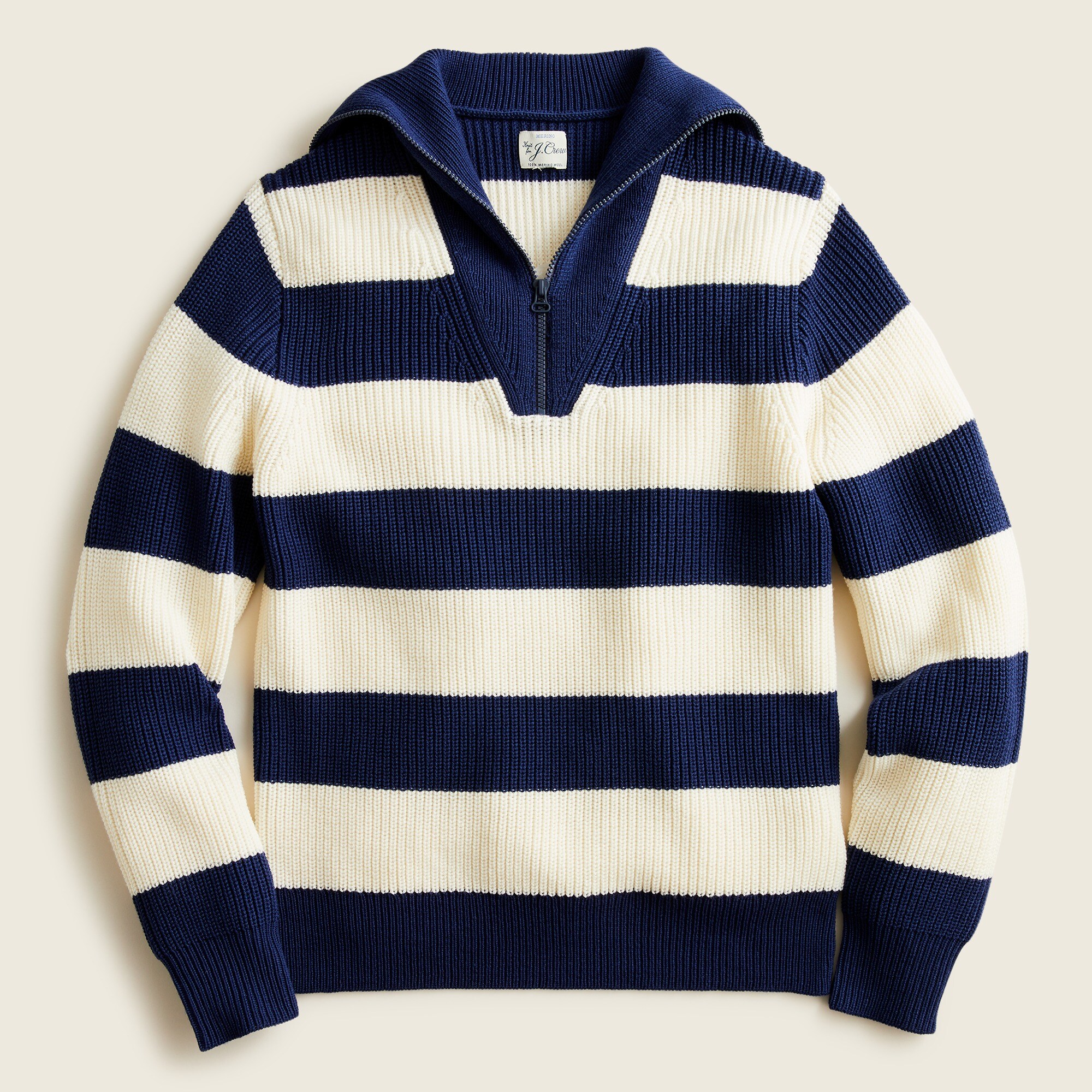 Coated-merino Wool Half-zip Sweater In Stripe For Men | J.Crew