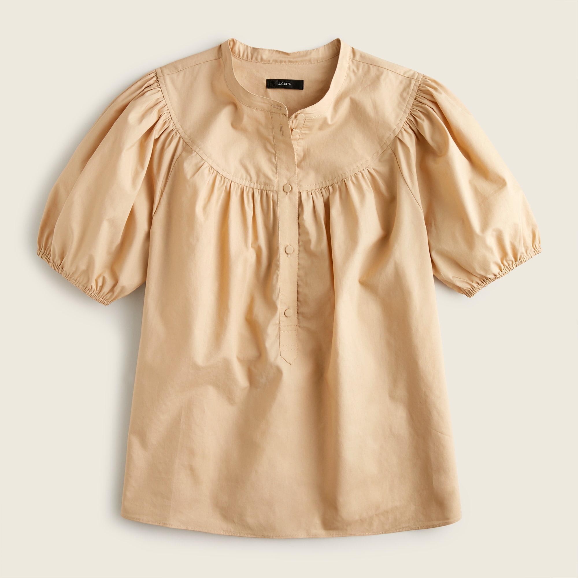 Puff-sleeve Cotton Poplin Popover Top For Women | J.Crew