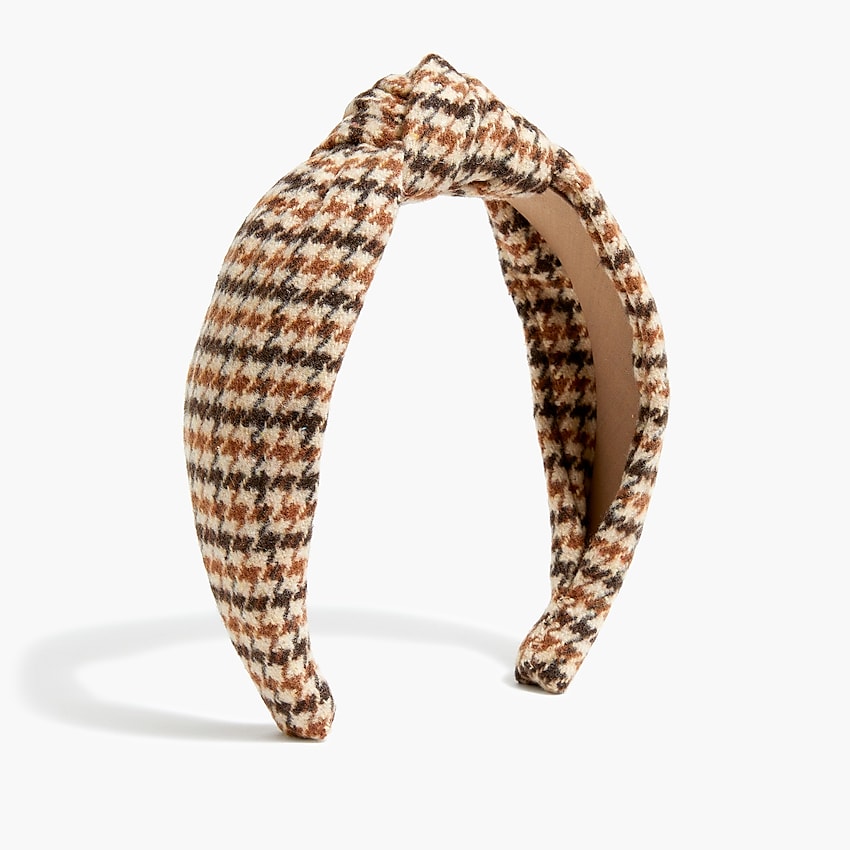 factory: houndstooth knotted headband for women, right side, view zoomed