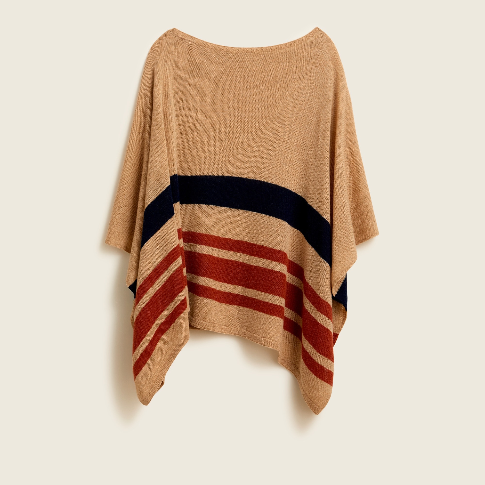 Cashmere-blend popover poncho in stripe
